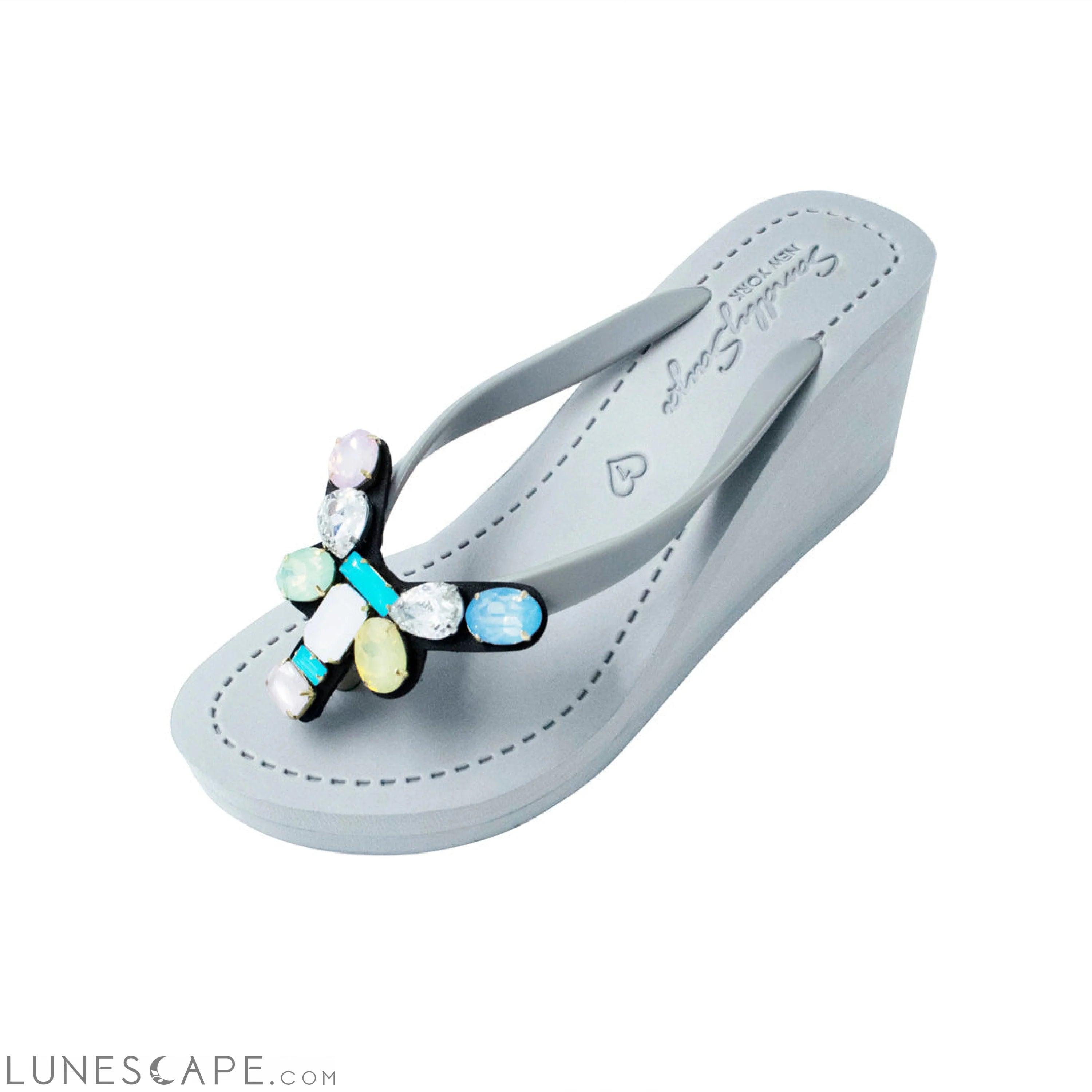 Dumbo - Colorful Crystal Rhinestone Women's High Wedge Flip Flop Sandal LUNESCAPE