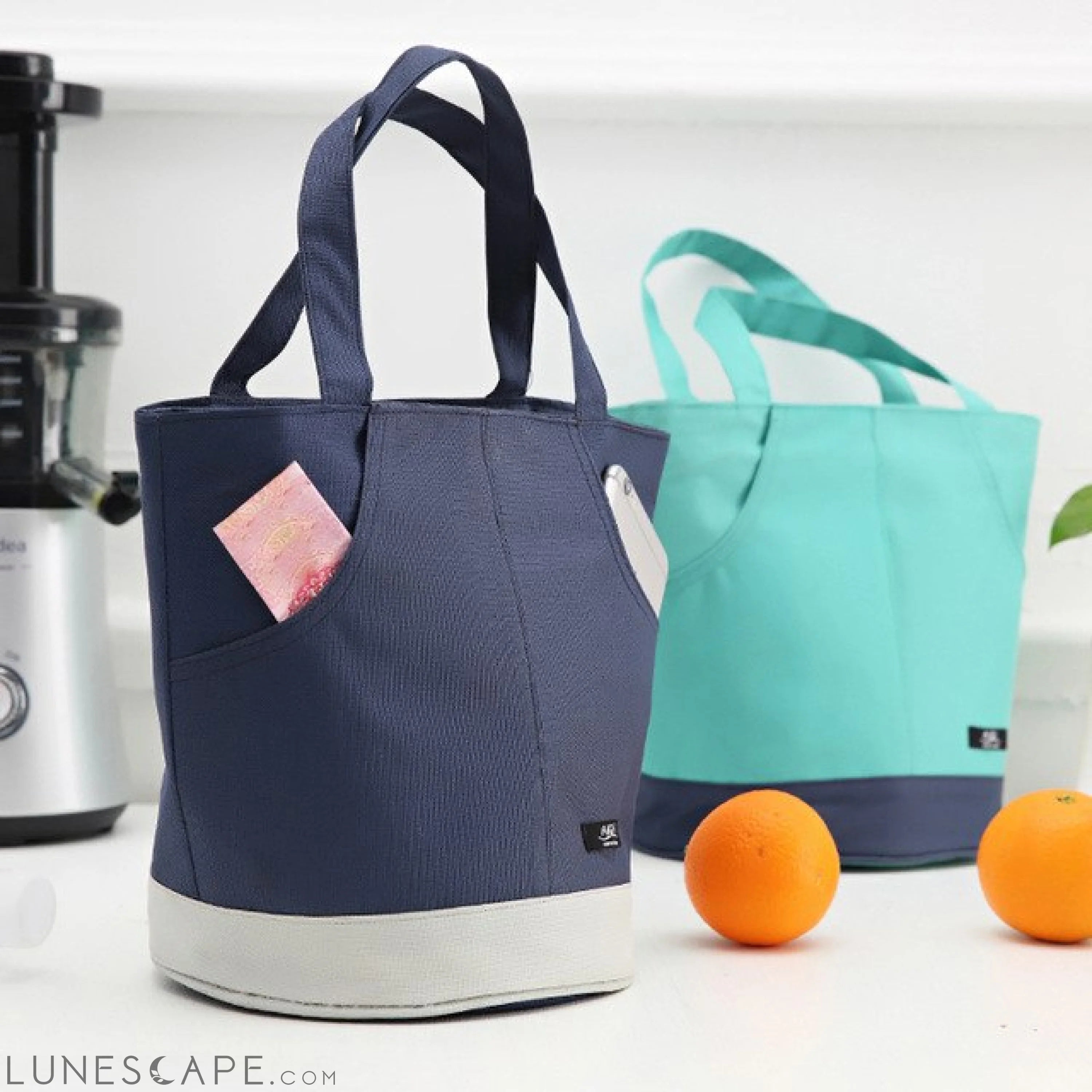 Eco-Friendly Thermal Insulated Canvas Lunch Tote (Mint, Navy or White) LUNESCAPE