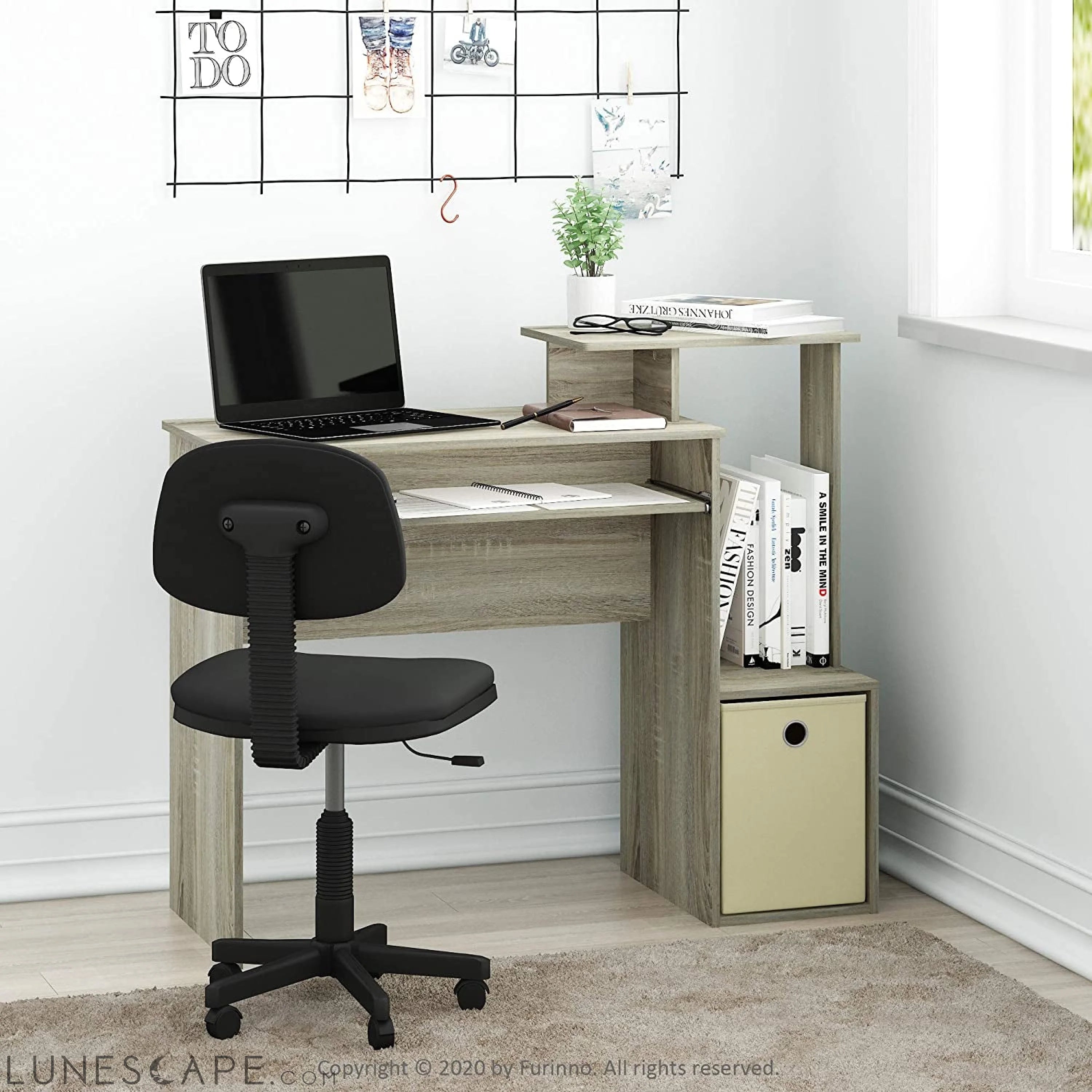 Econ Multipurpose Home Office Computer Writing Desk, Sonoma Oak/Ivory LUNESCAPE