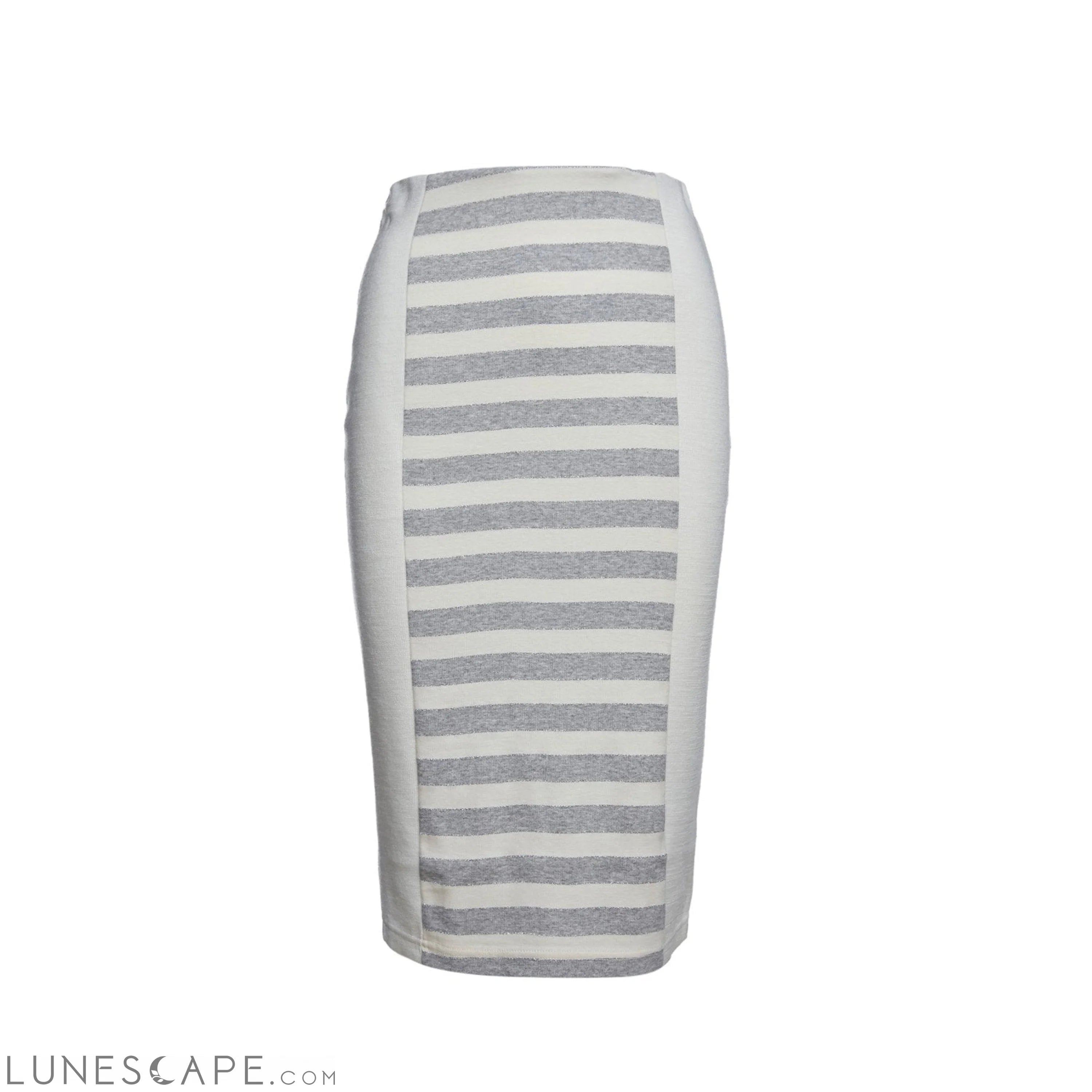 Ecru and Grey Striped Pencil Skirt LUNESCAPE