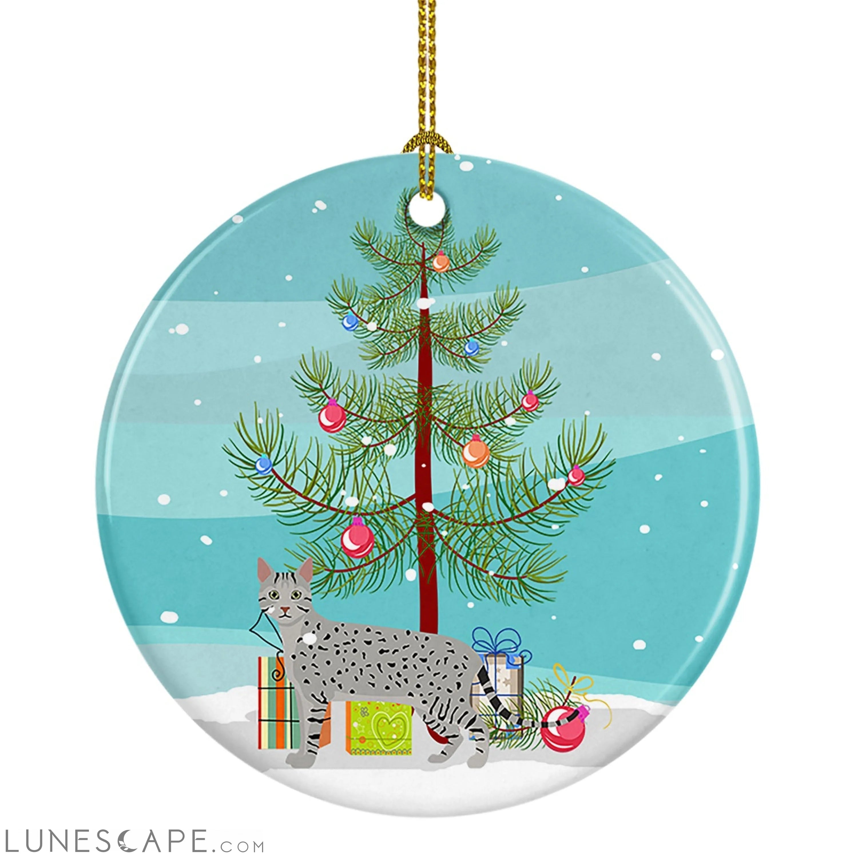 Egyptian Mau Cat Christmas Ceramic Ornament LUNESCAPE
