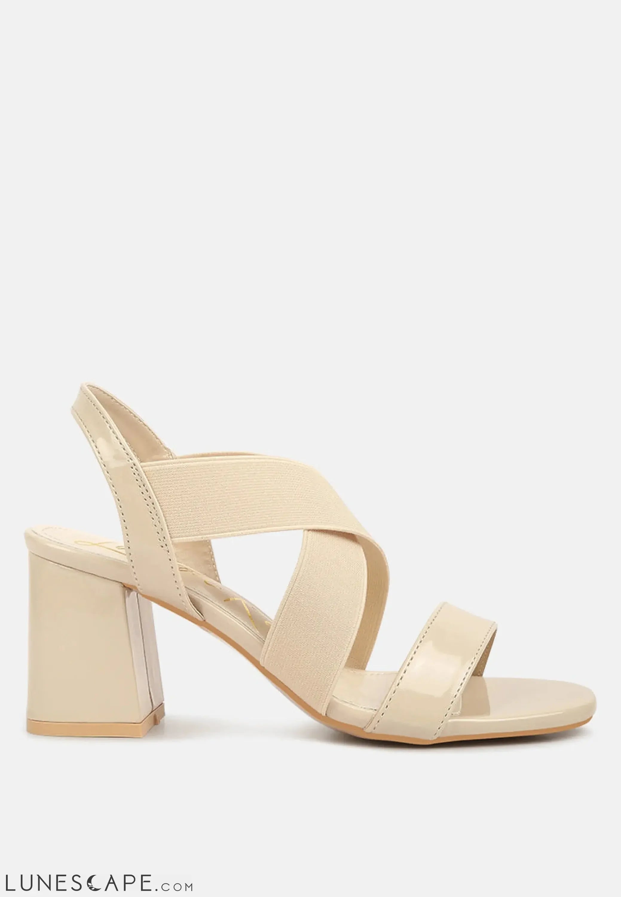 Elastic Straps Block Heel Sandals LUNESCAPE