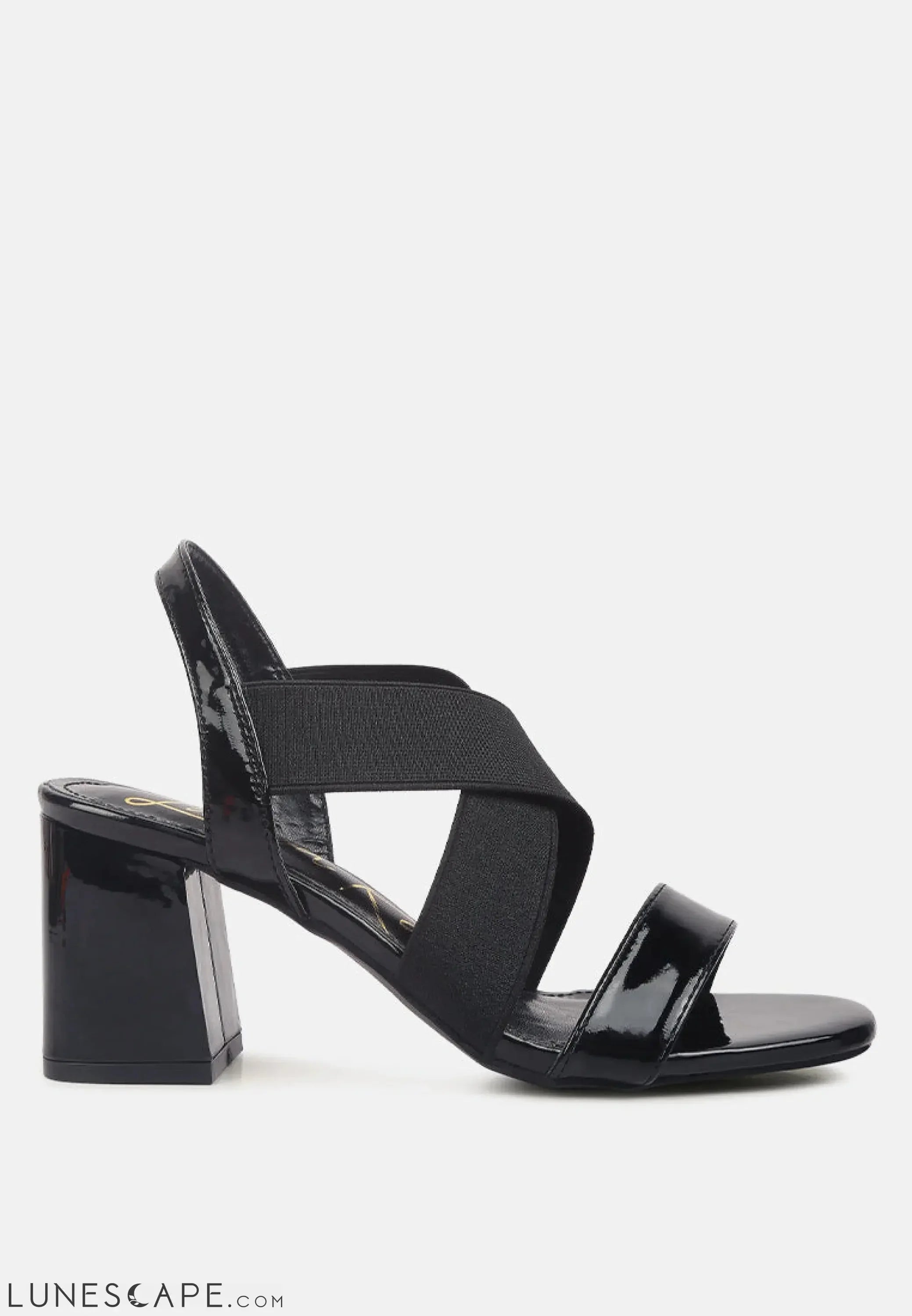 Elastic Straps Block Heel Sandals LUNESCAPE