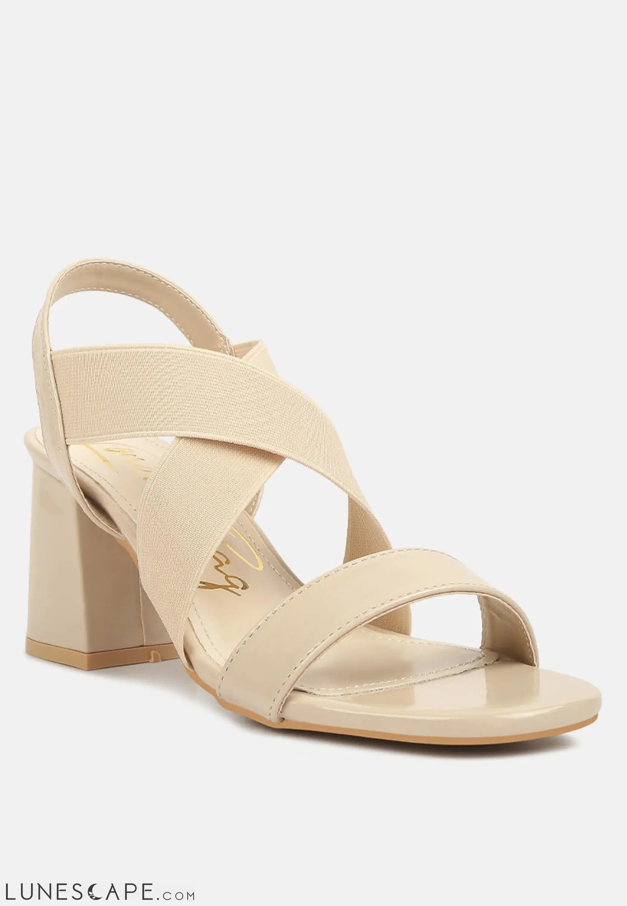 Elastic Straps Block Heel Sandals LUNESCAPE