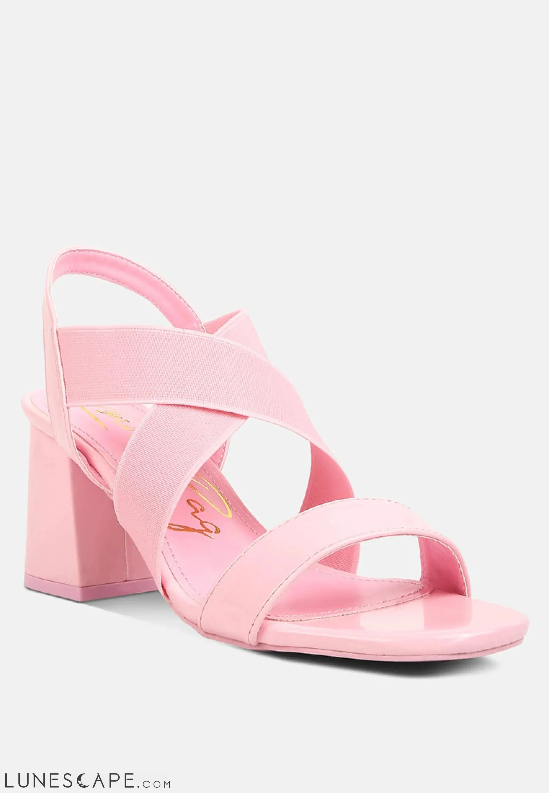 Elastic Straps Block Heel Sandals LUNESCAPE