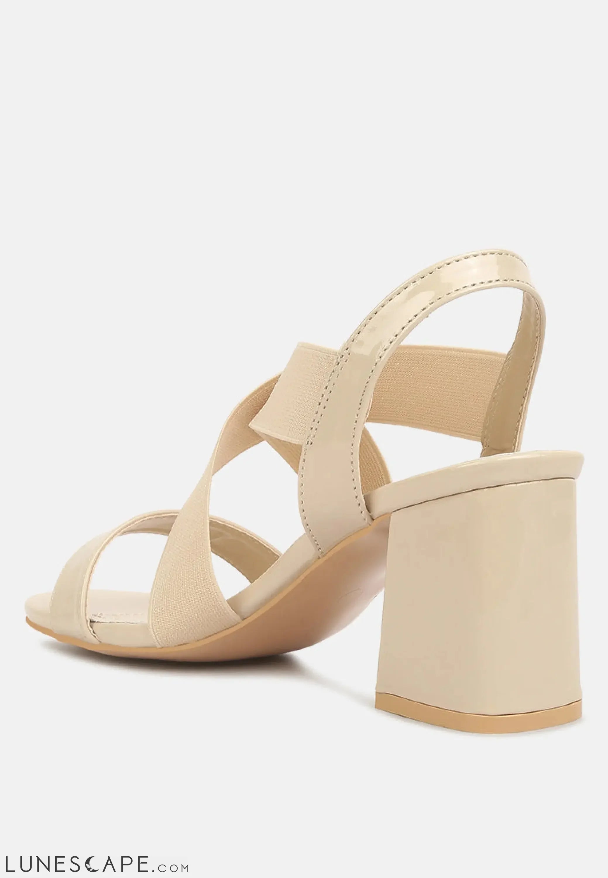 Elastic Straps Block Heel Sandals LUNESCAPE