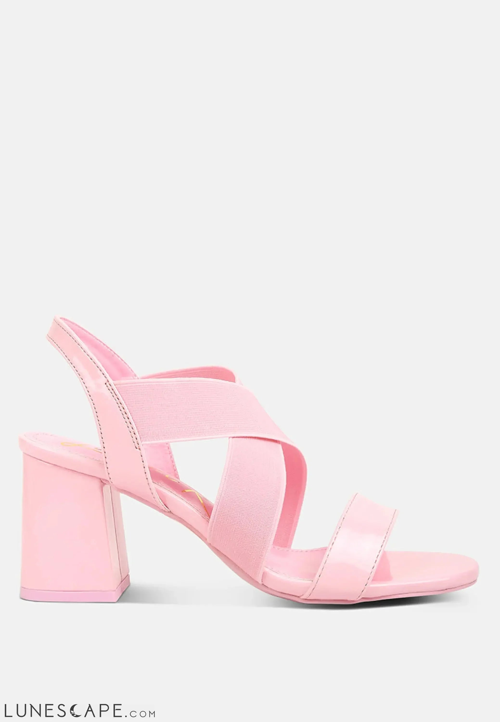 Elastic Straps Block Heel Sandals LUNESCAPE