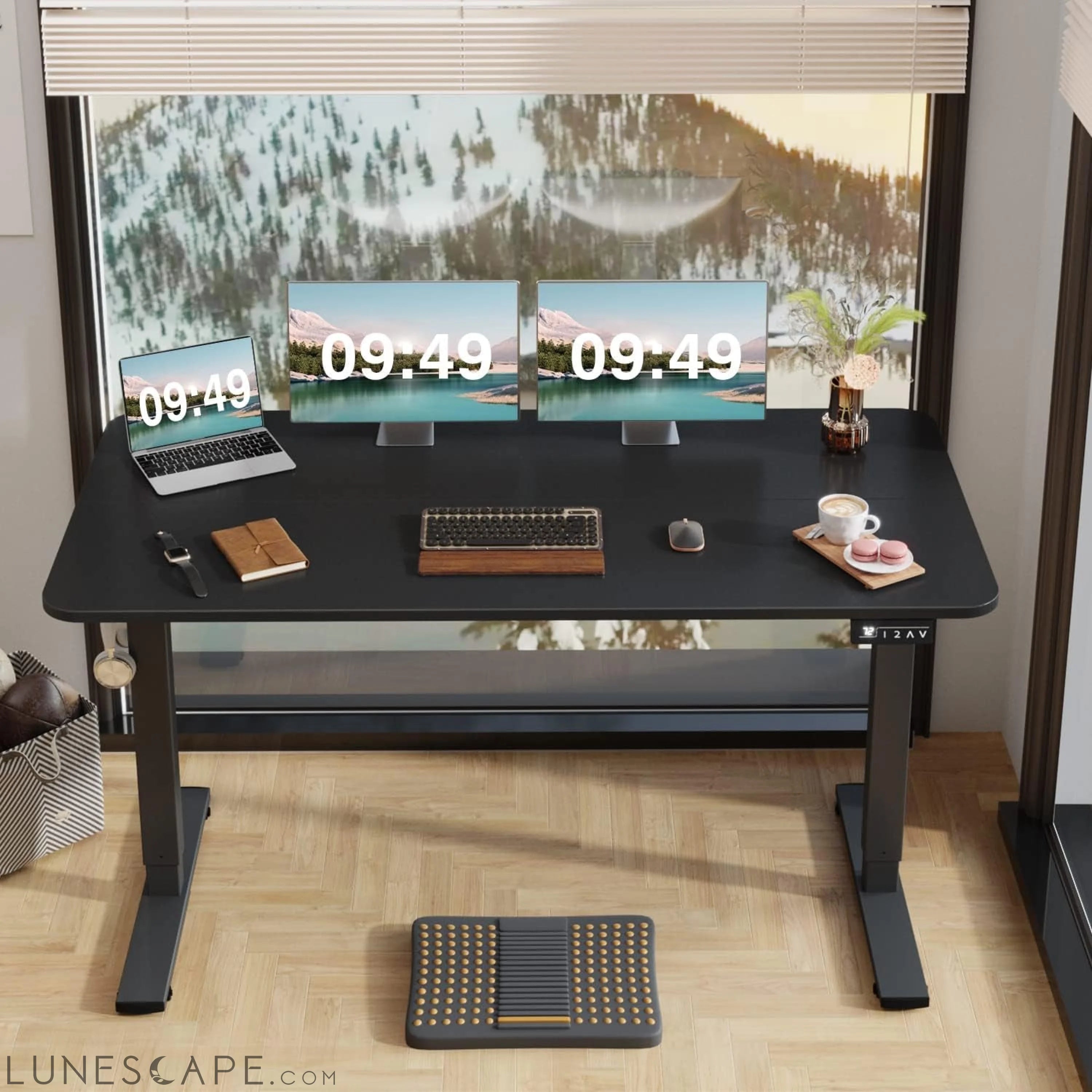 Electric Height Adjustable Standing Desk Large 55 X 24 Inches Sit LUNESCAPE