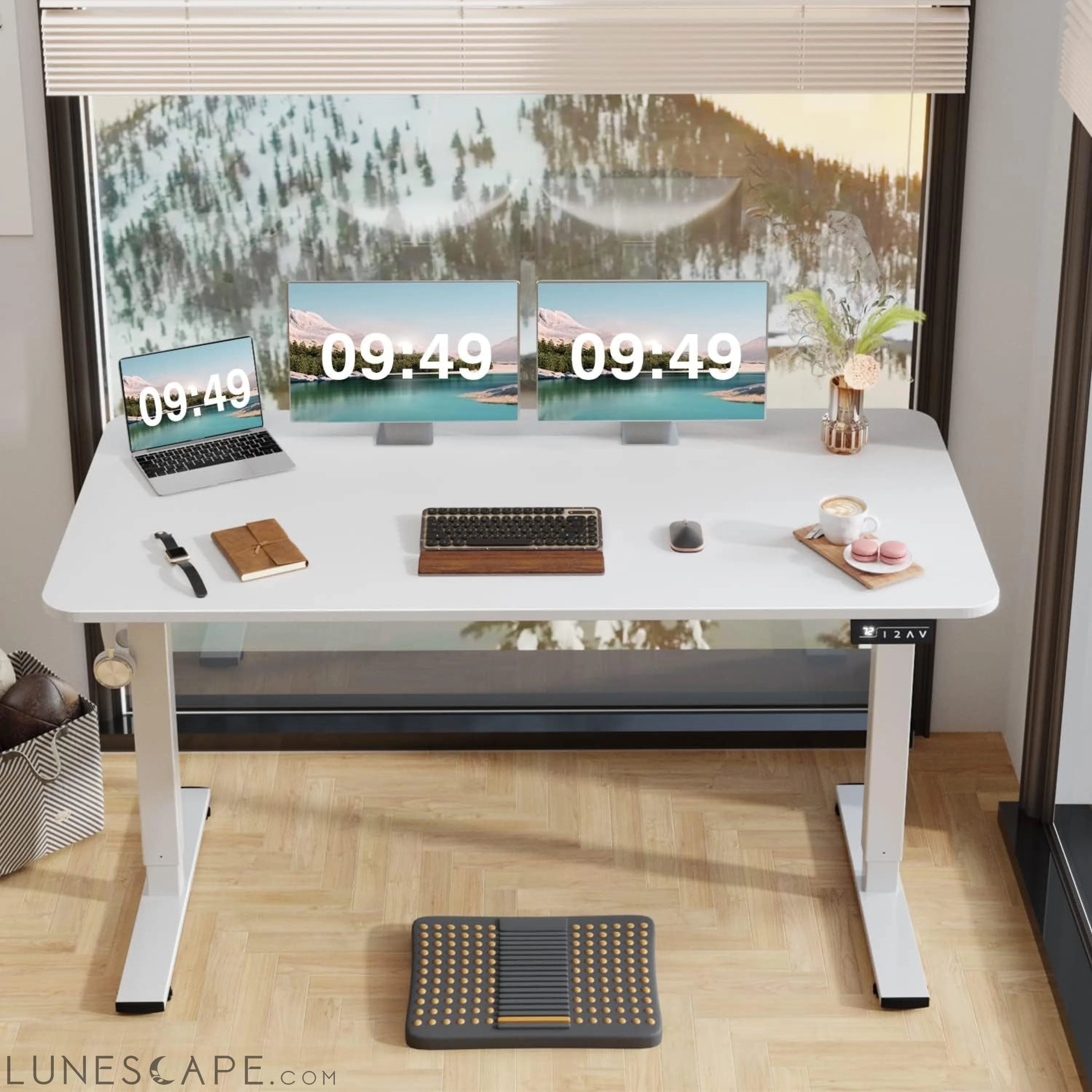 Electric Height Adjustable Standing Desk Large 55 X 24 Inches Sit LUNESCAPE