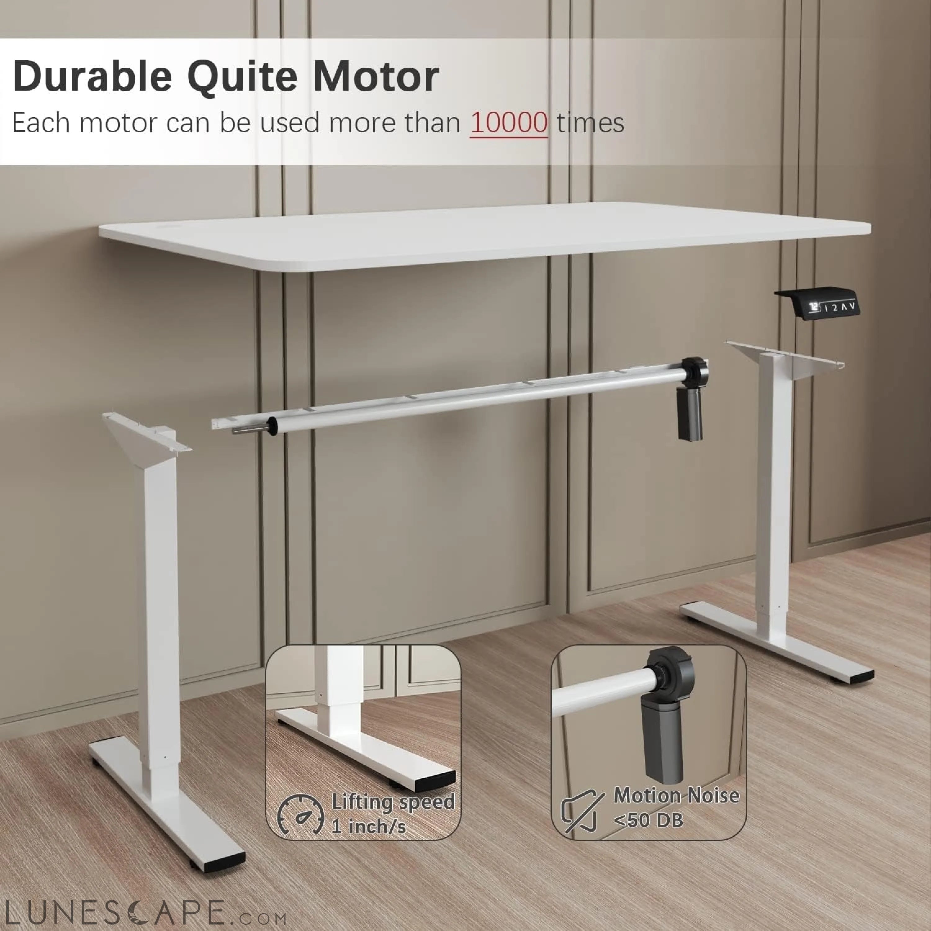 Electric Height Adjustable Standing Desk Large 55 X 24 Inches Sit LUNESCAPE