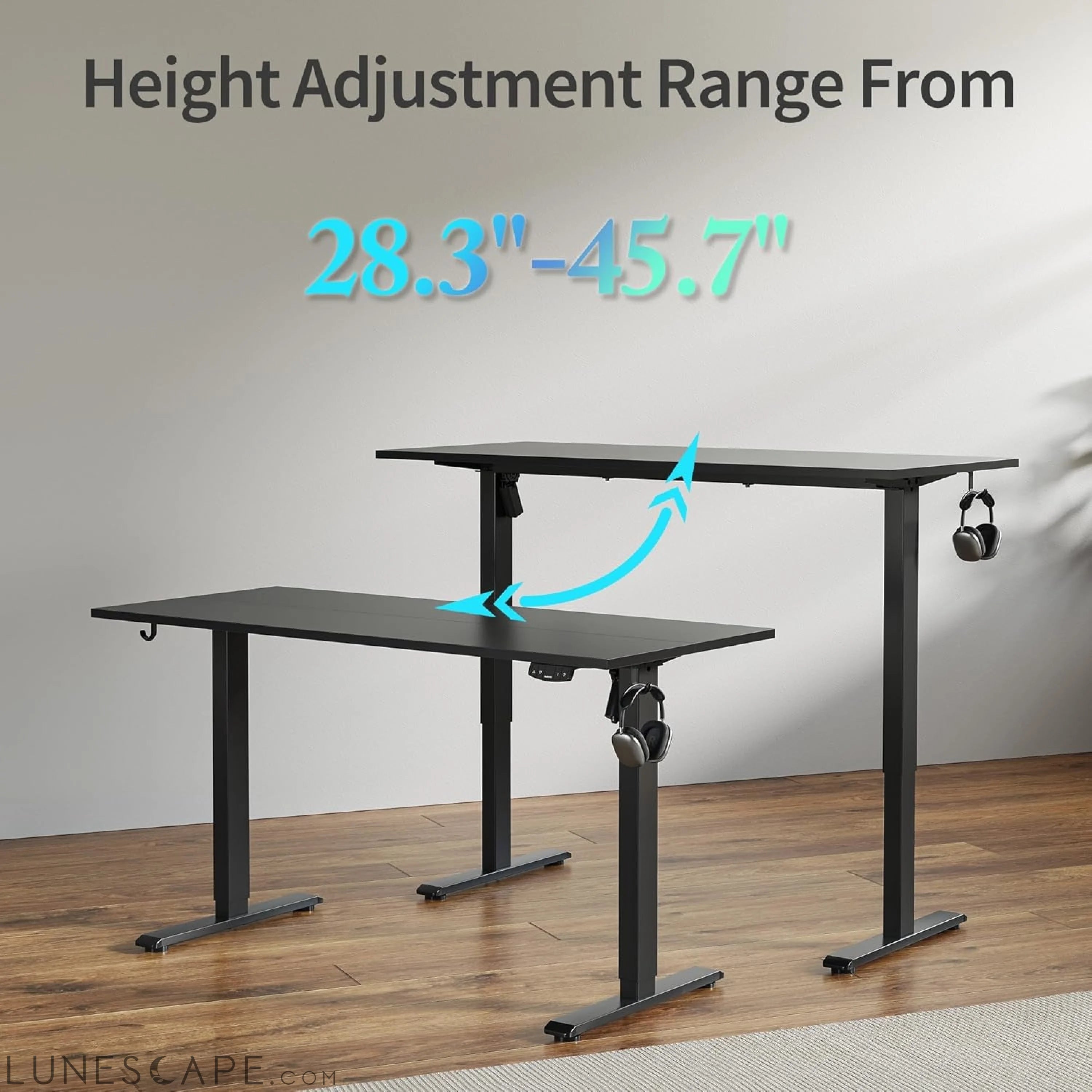 Electric Standing Desk, 48 X 24 Inches Height Adjustable Desk, Sit LUNESCAPE
