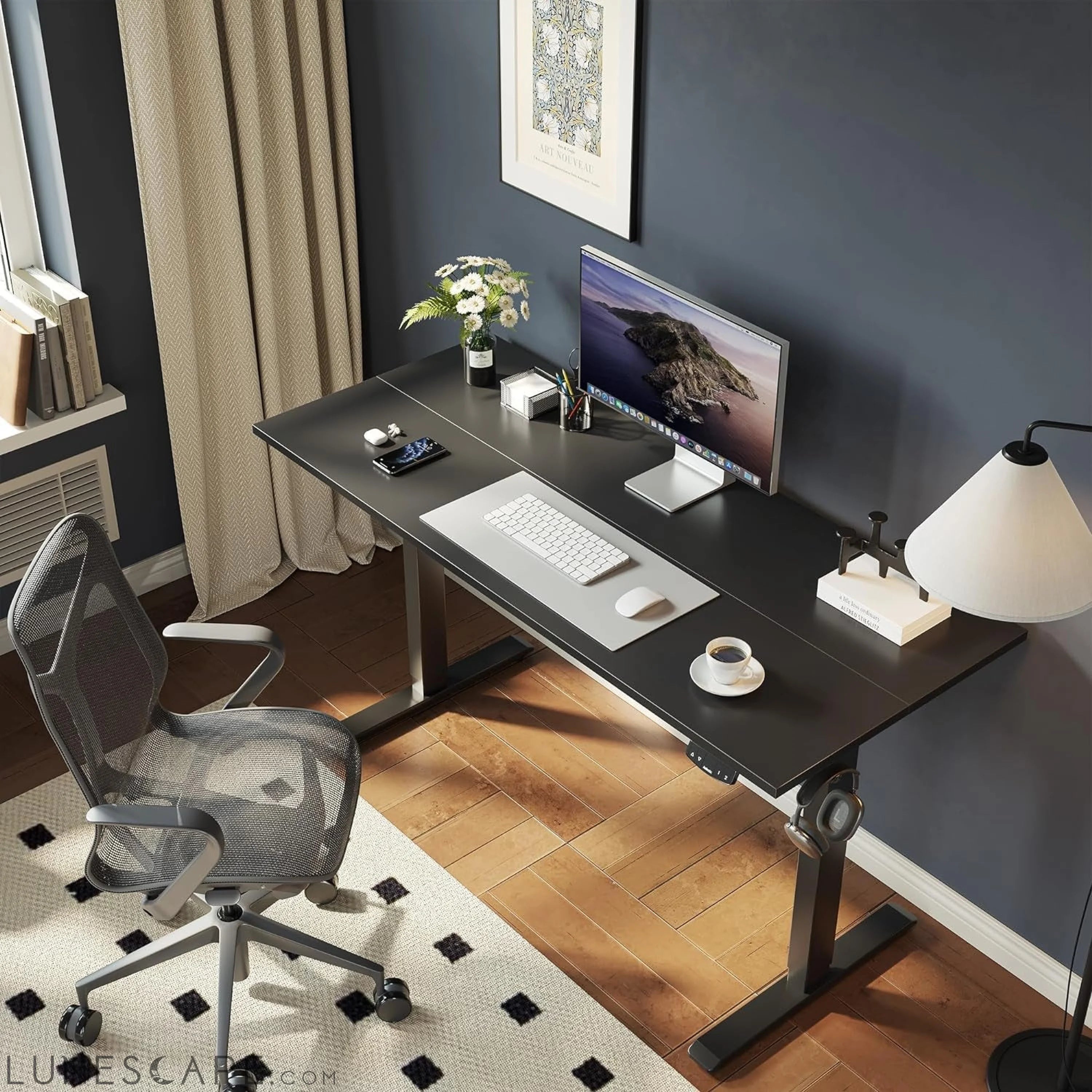 Electric Standing Desk, 48 X 24 Inches Height Adjustable Desk, Sit LUNESCAPE