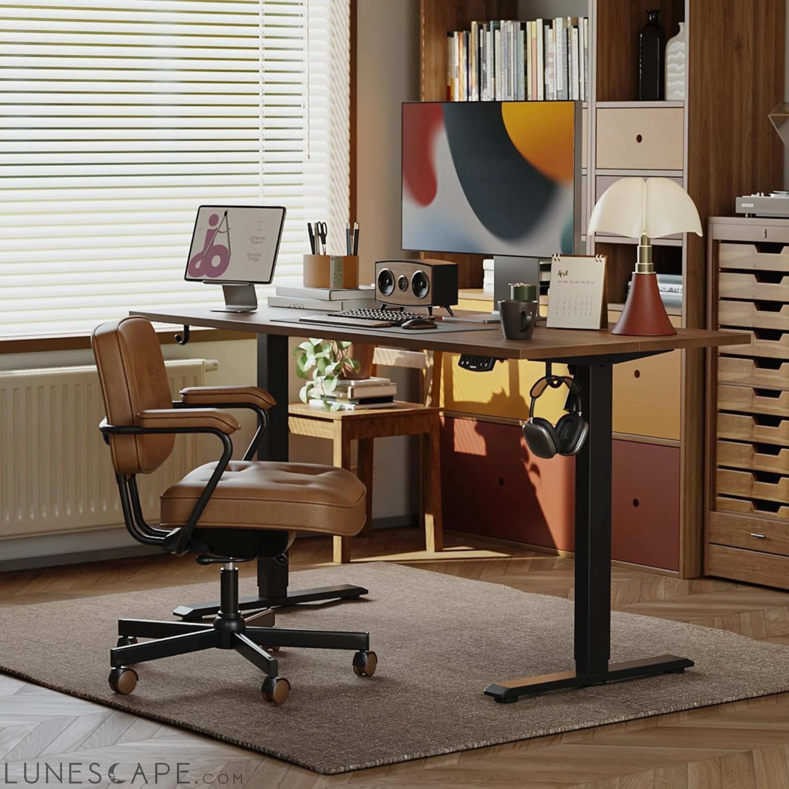 Electric Standing Desk, 48 X 24 Inches Height Adjustable Desk, Sit LUNESCAPE