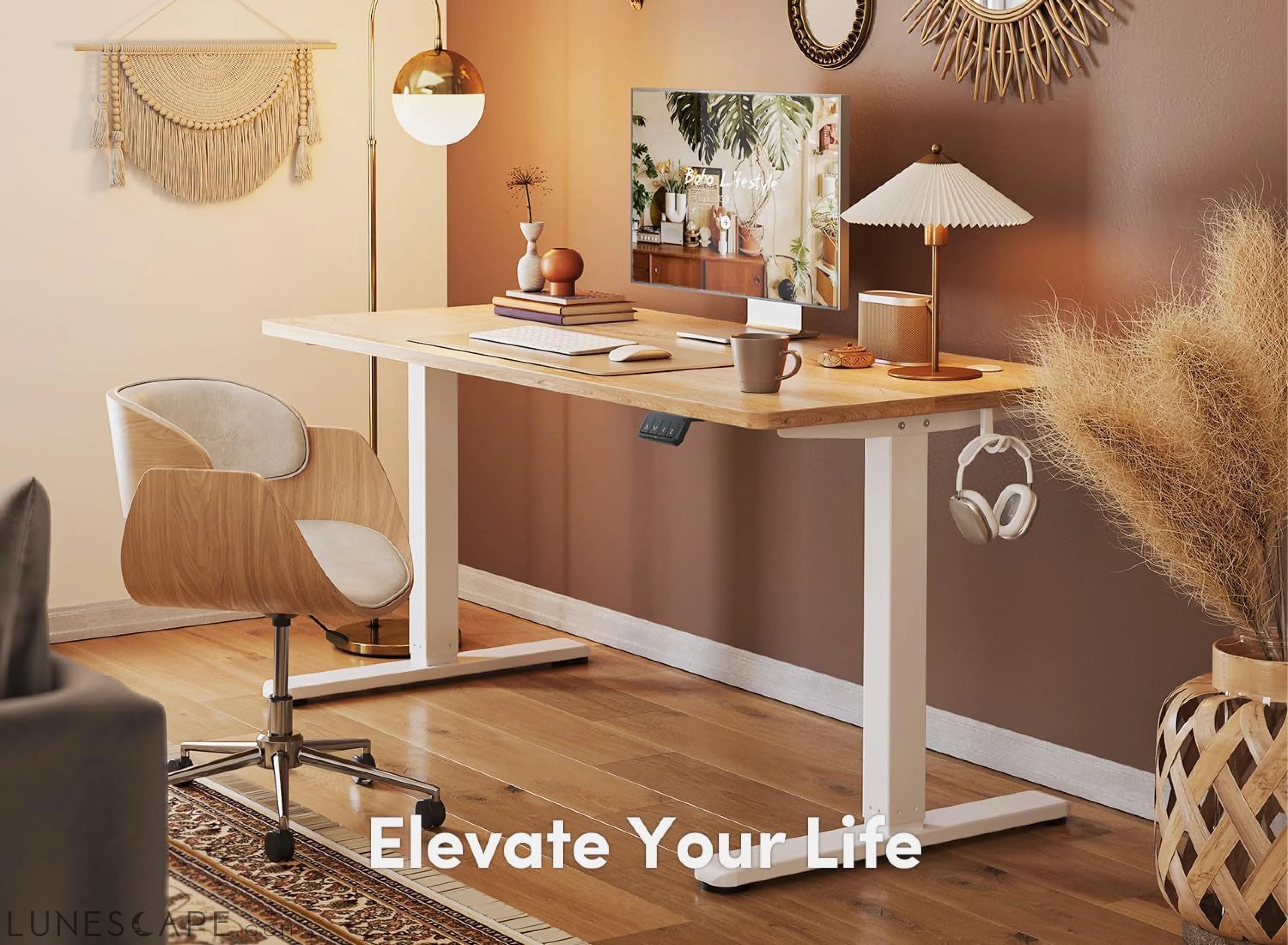 Electric Standing Desk, 48 X 24 Inches Height Adjustable Stand up LUNESCAPE