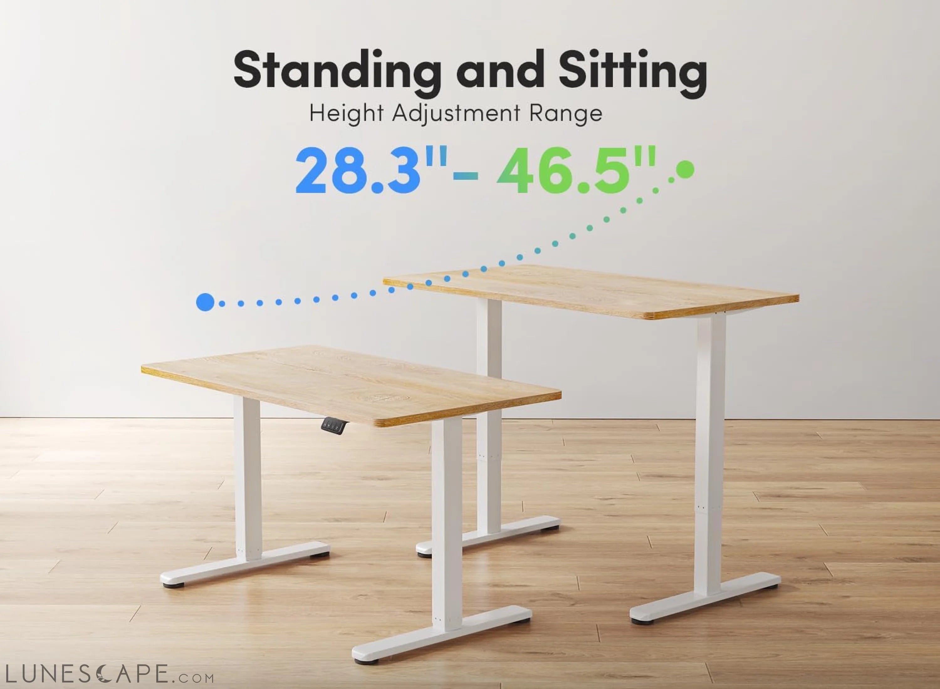 Electric Standing Desk, 48 X 24 Inches Height Adjustable Stand up LUNESCAPE