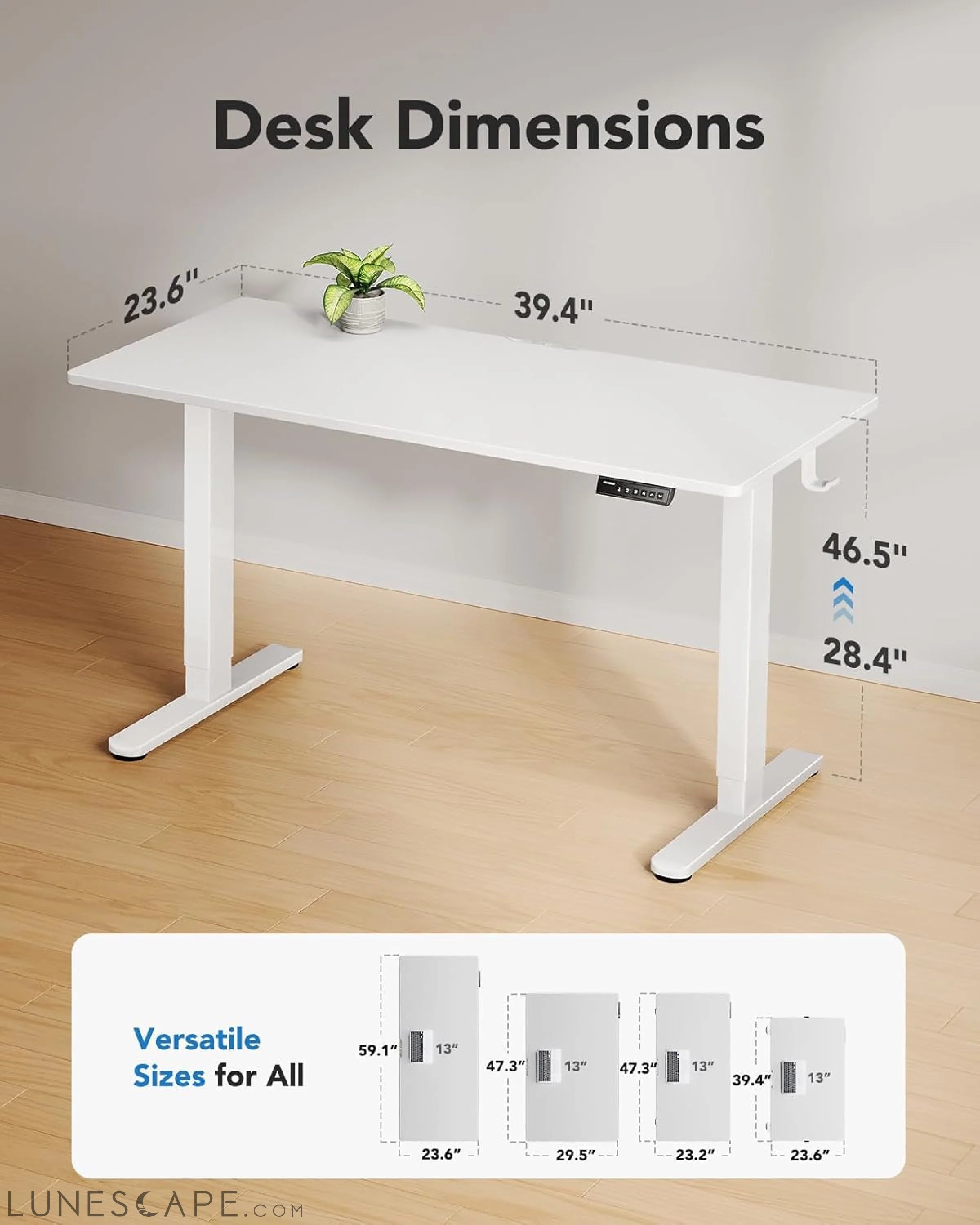 Electric Standing Desk, 48" X 24" Whole Piece Desktop, Adjustable LUNESCAPE