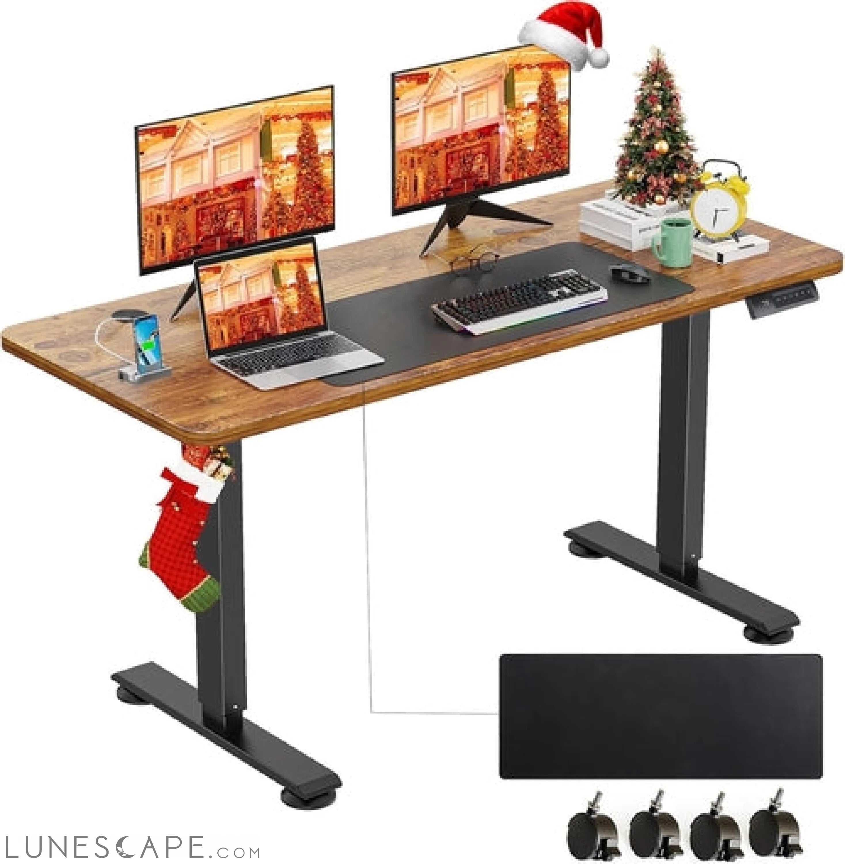 Electric Standing Desk Adjustable Height, 55 X 24 Inch Sit Stand up LUNESCAPE