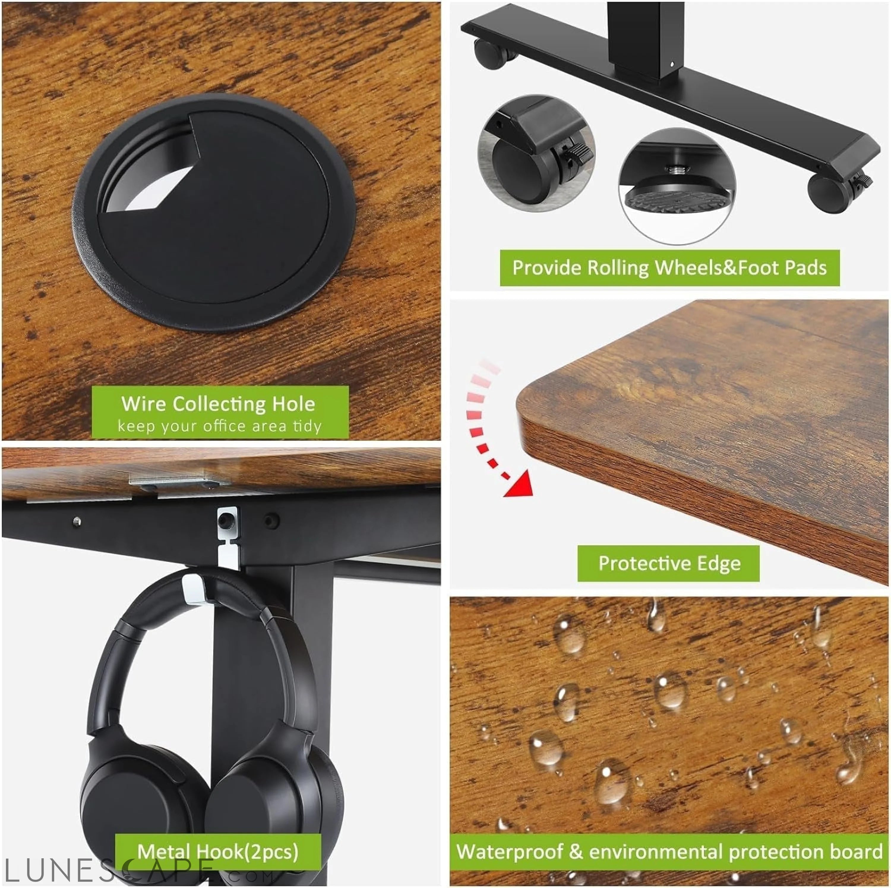 Electric Standing Desk Adjustable Height, 55 X 24 Inch Sit Stand up LUNESCAPE