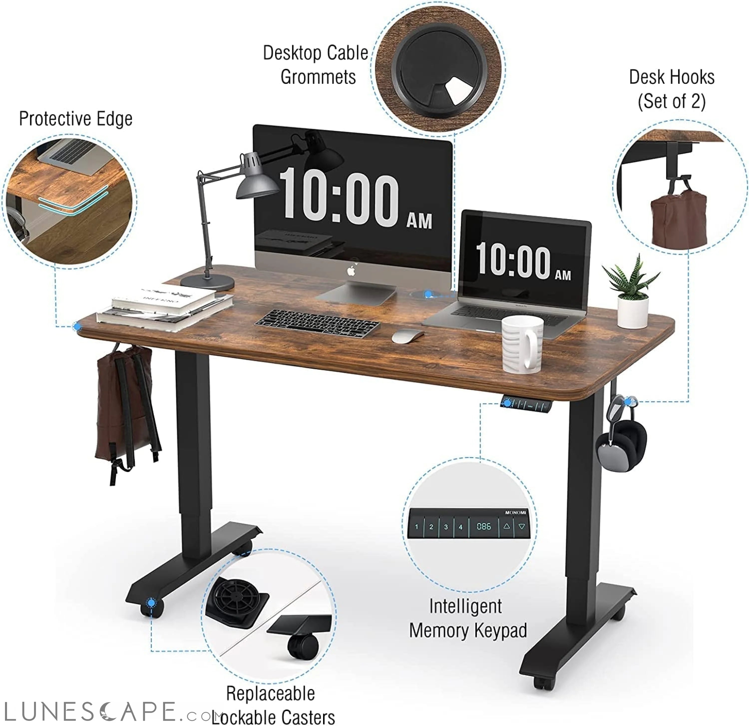 Electric Standing Desk with Memory Preset | Height Adjustable LUNESCAPE