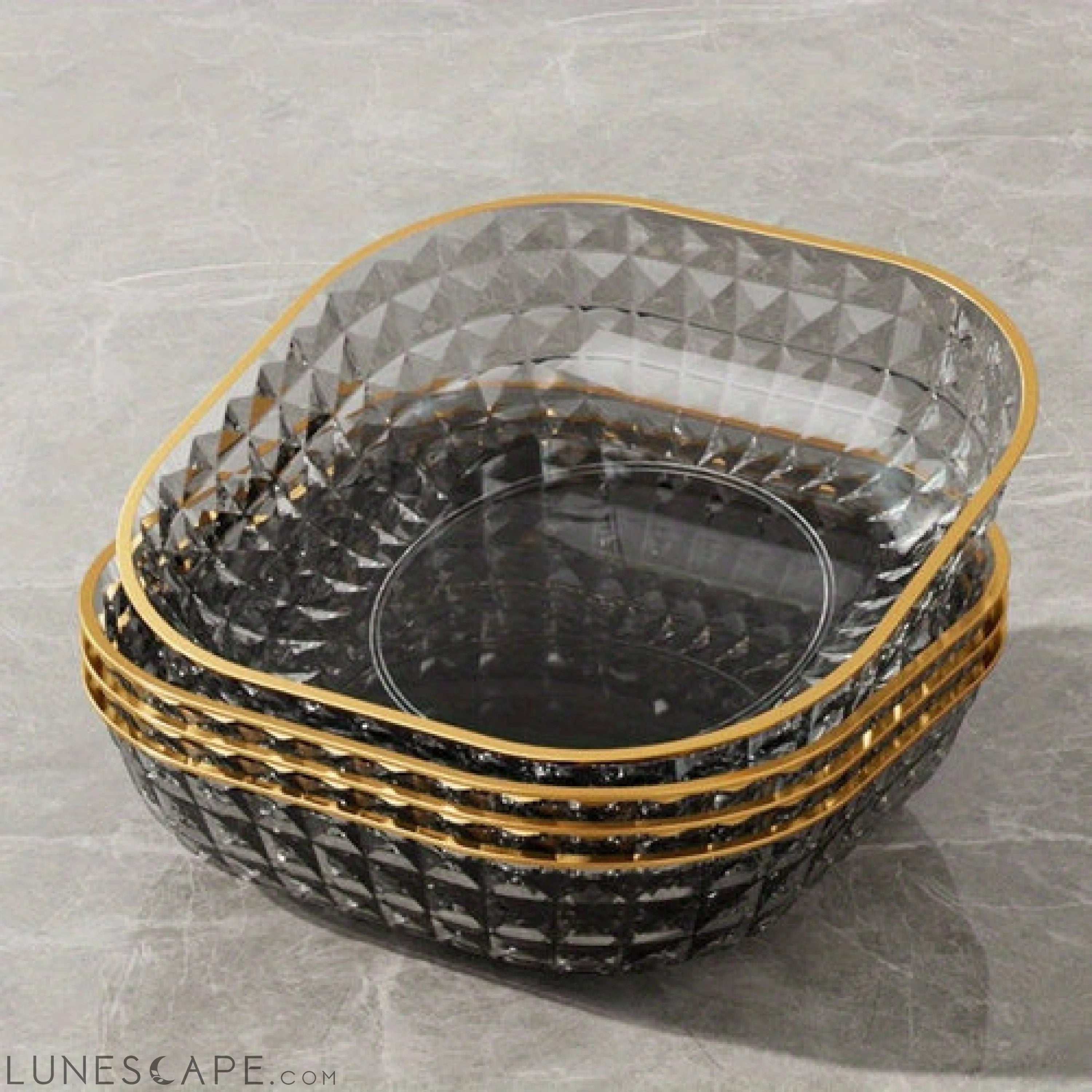 Elegant 4Piece Fruit and Dessert Bowl Set with Gold Rim LUNESCAPE