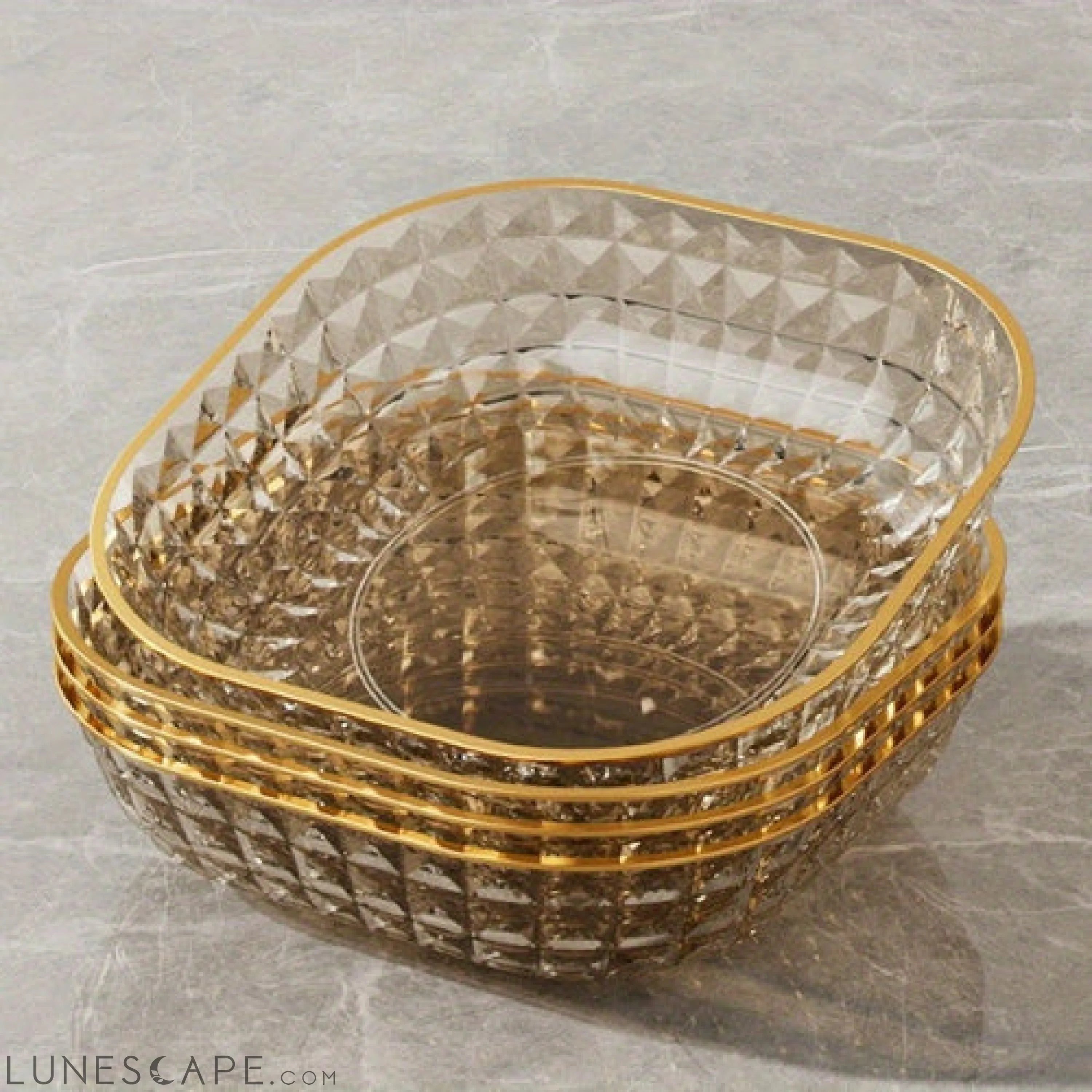 Elegant 4Piece Fruit and Dessert Bowl Set with Gold Rim LUNESCAPE