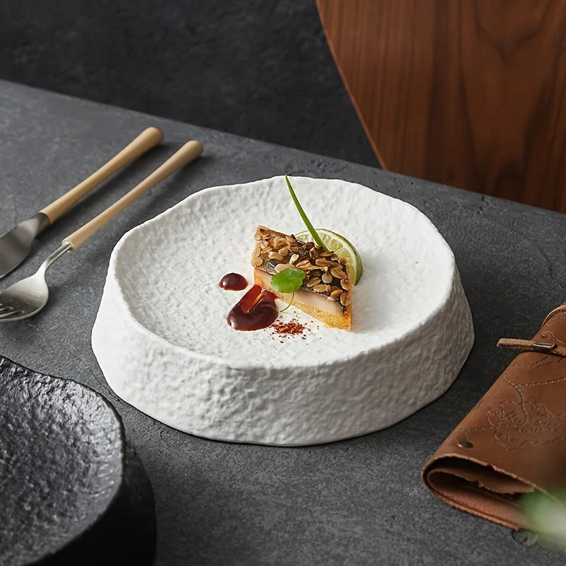 Elegant Ceramic Dinner Plate  Unique Design for Fine Dining LUNESCAPE
