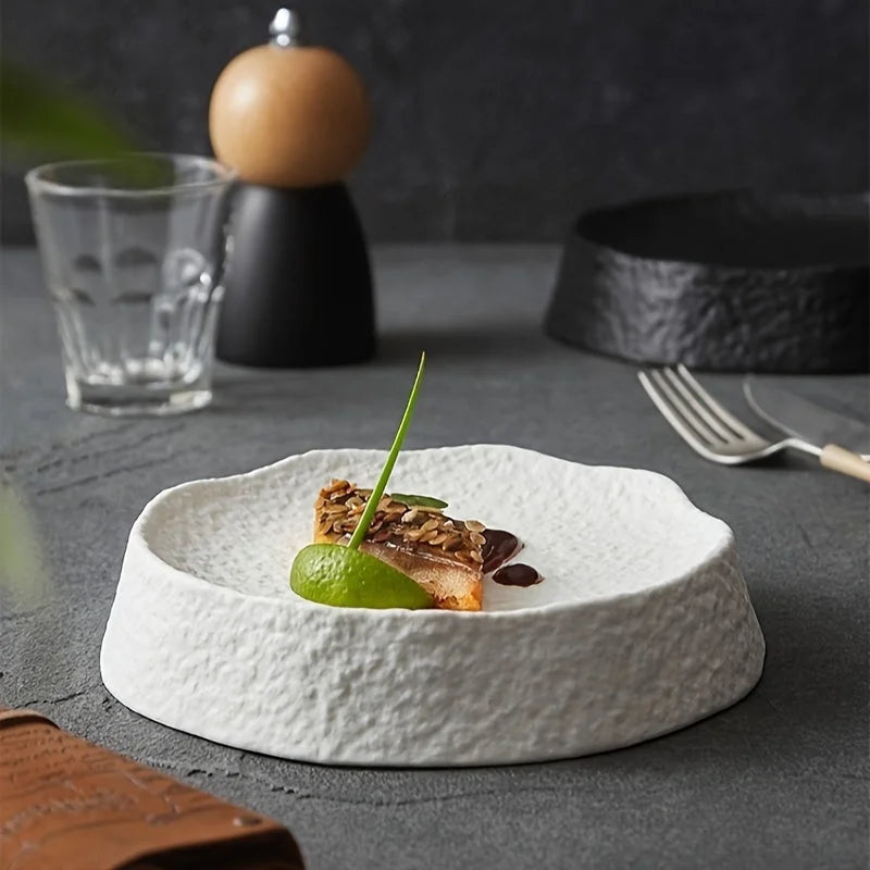 Elegant Ceramic Dinner Plate  Unique Design for Fine Dining LUNESCAPE