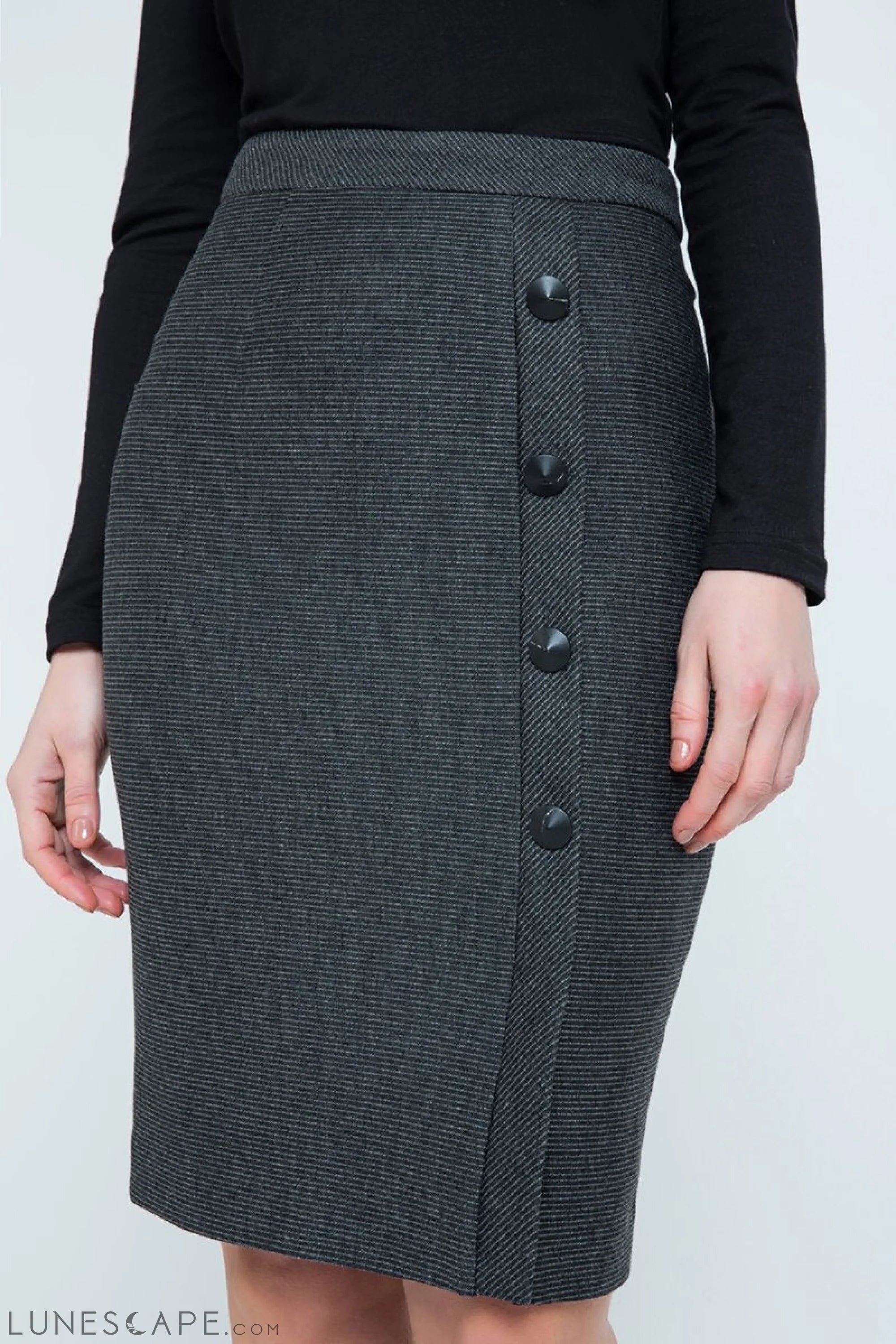 Elegant Stripes Sheath Pencil Skirt LUNESCAPE