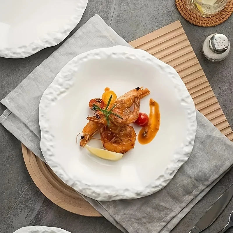 Elegant Textured Ceramic Dinner Plate  HeatResistant  LeakProof LUNESCAPE