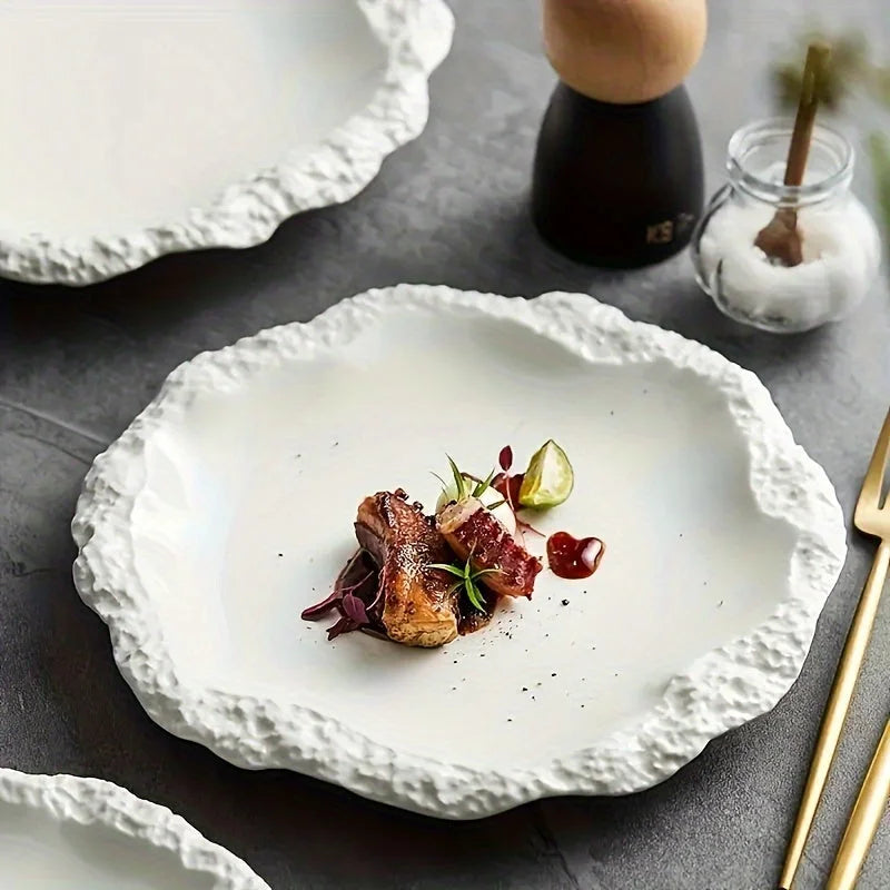 Elegant Textured Ceramic Dinner Plate  HeatResistant  LeakProof LUNESCAPE