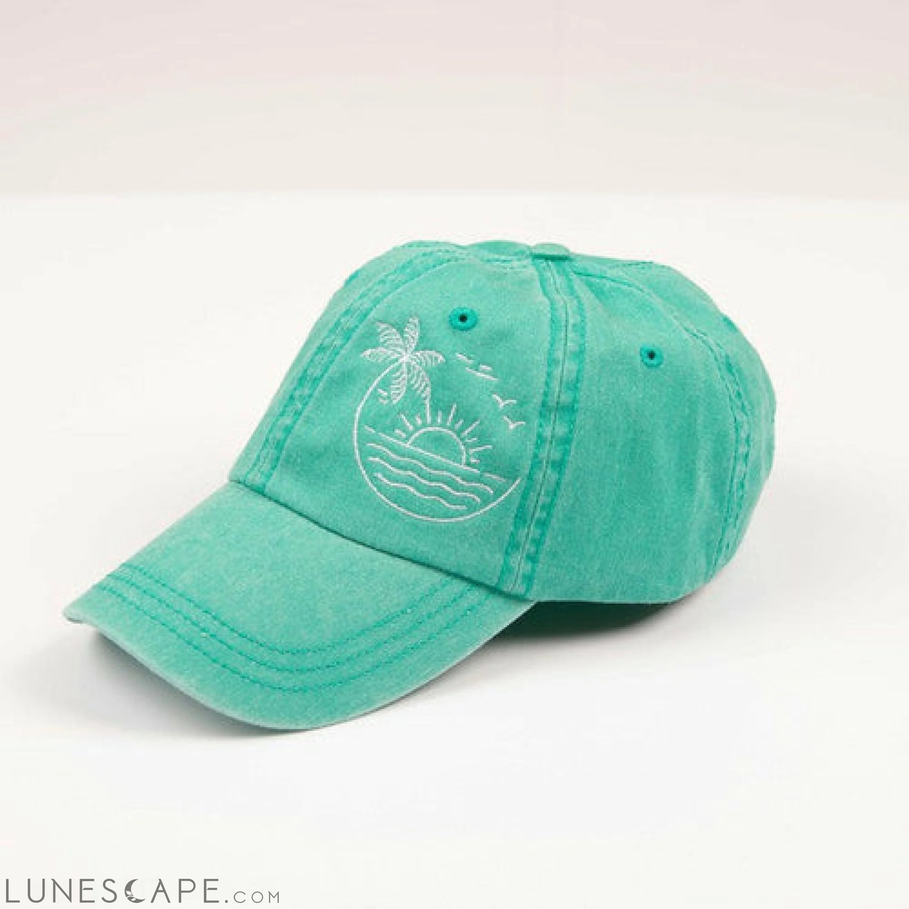 Embroidered Beach Sunset Canvas Hat LUNESCAPE