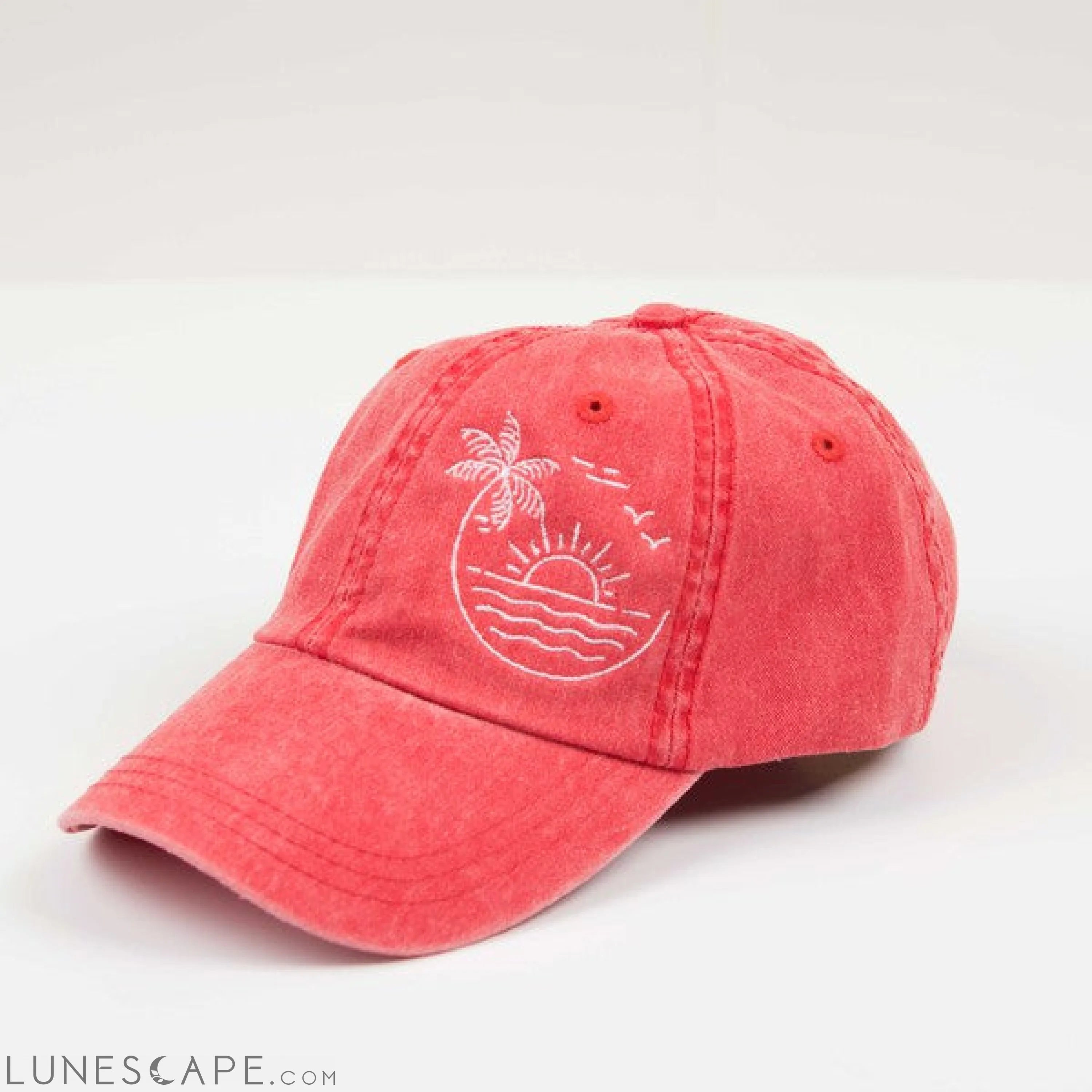 Embroidered Beach Sunset Canvas Hat LUNESCAPE