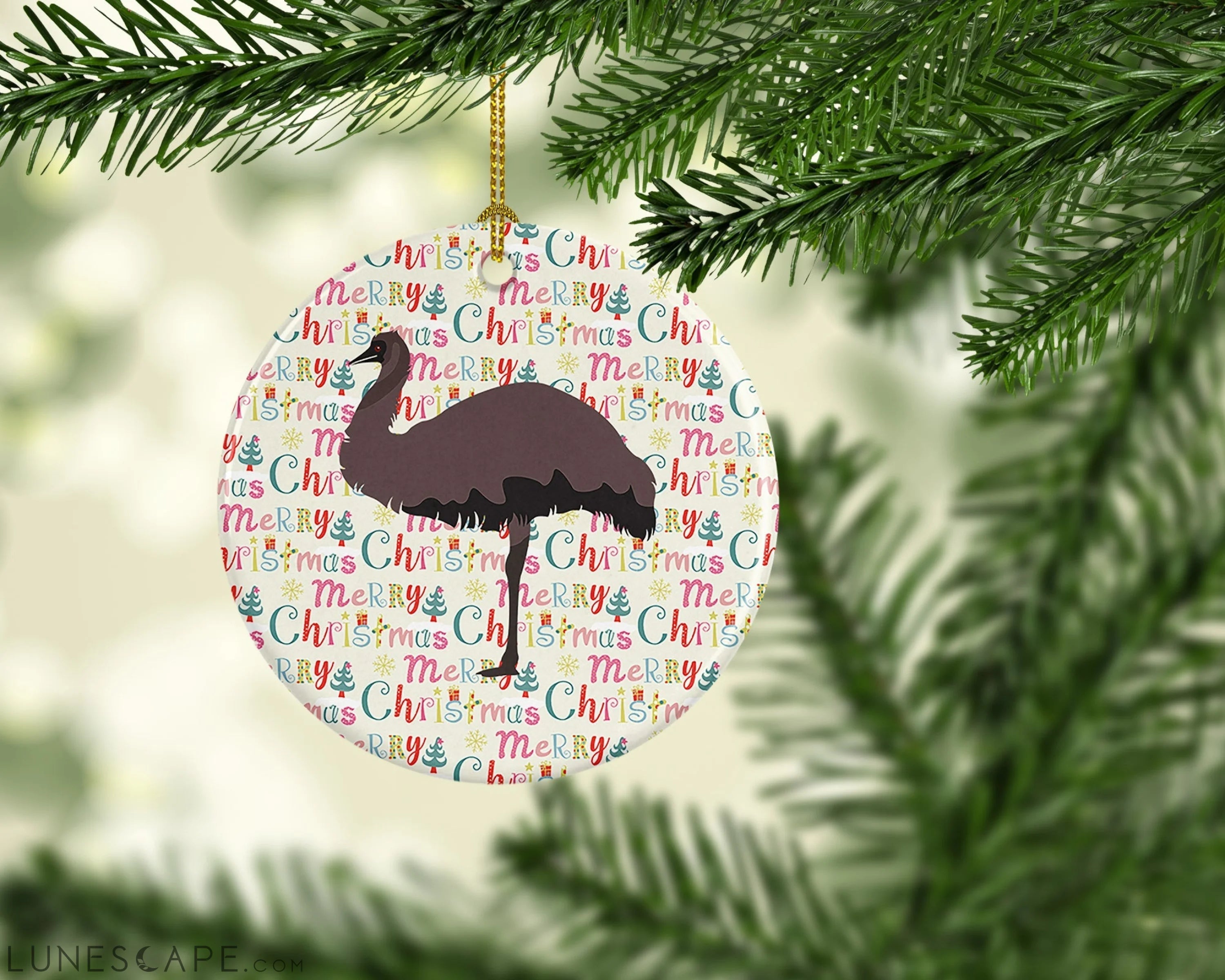 Emu Christmas Ceramic Ornament LUNESCAPE