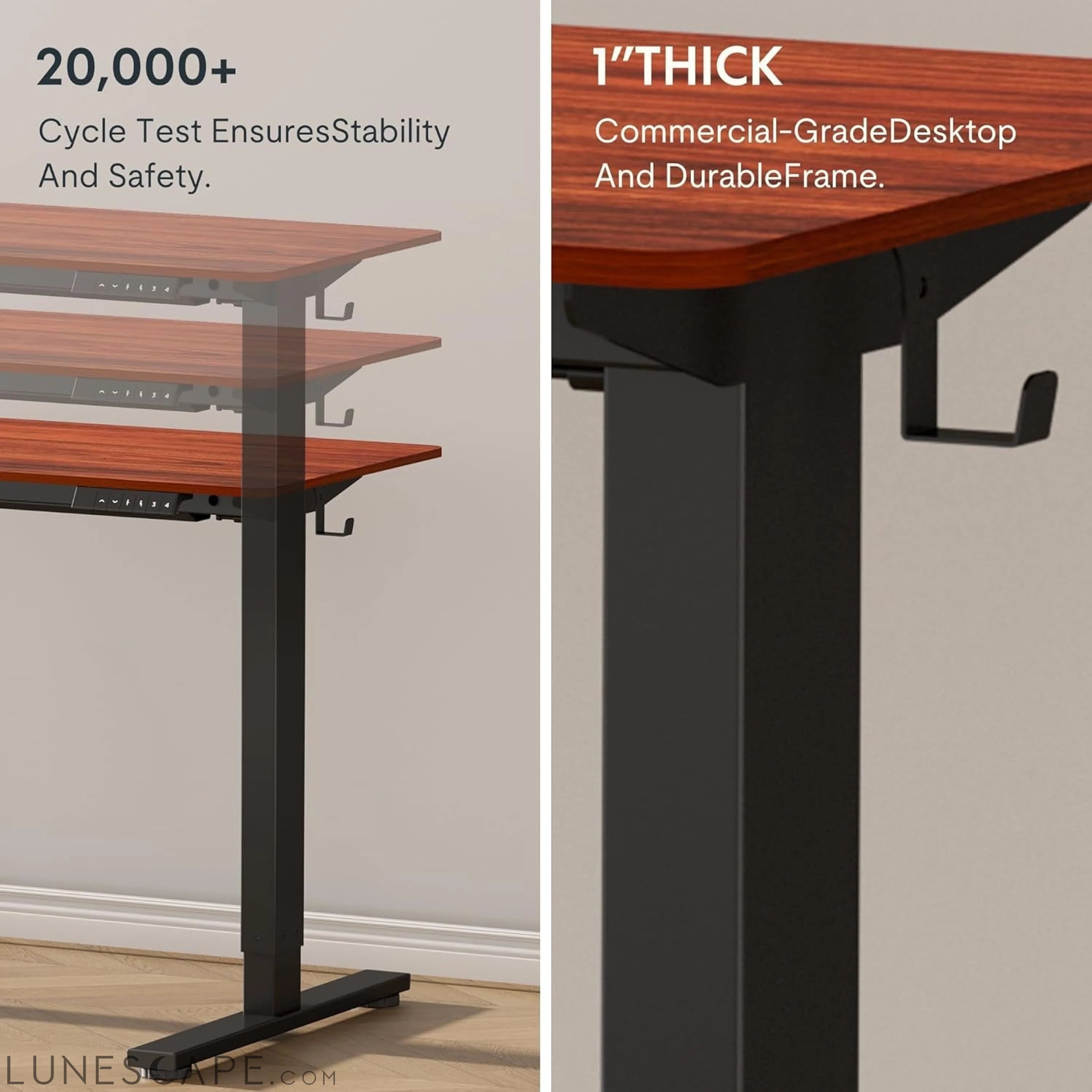 EN1 Whole-Piece Standing Desk 48 X 24 Inches Height Adjustable Desk, LUNESCAPE
