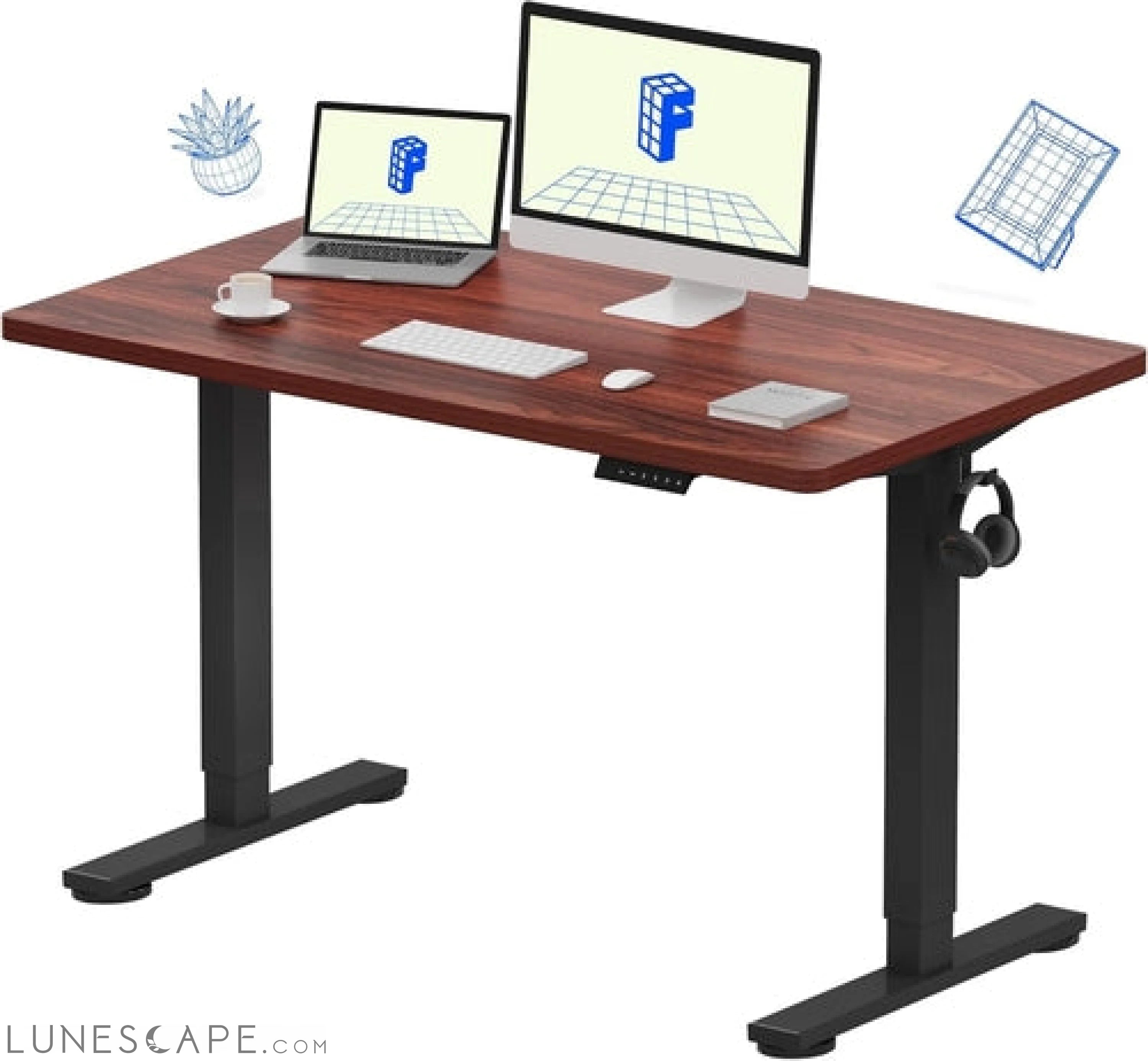 EN1 Whole-Piece Standing Desk 48 X 24 Inches Height Adjustable Desk, LUNESCAPE