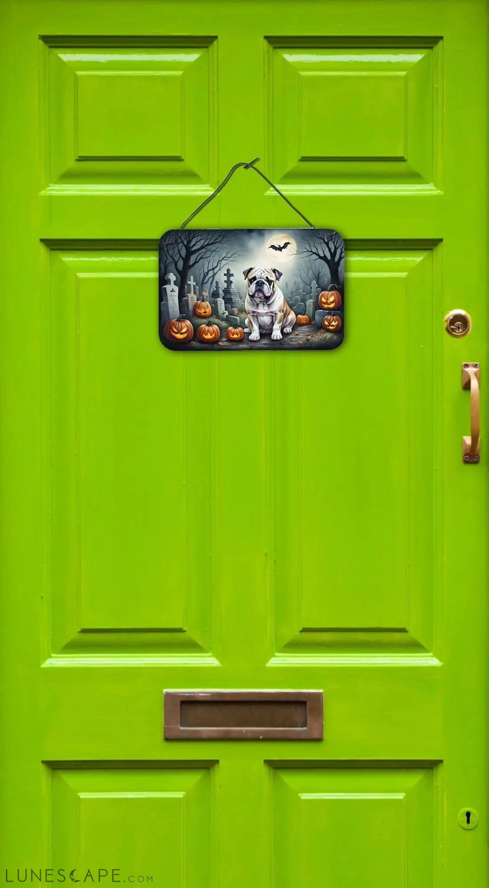 English Bulldog Spooky Halloween Wall or Door Hanging Prints LUNESCAPE