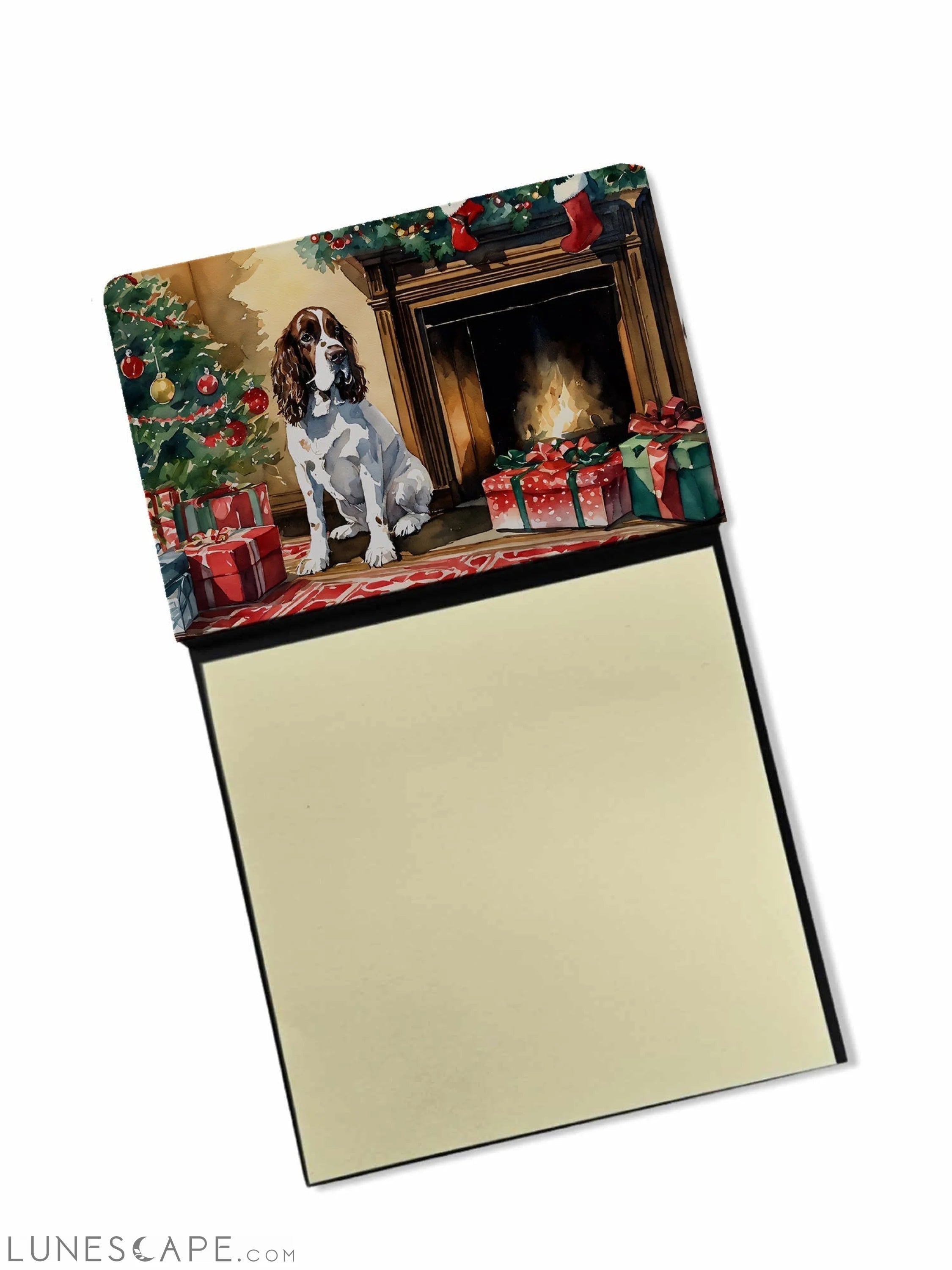 English Springer Spaniel Cozy Christmas Sticky Note Holder LUNESCAPE