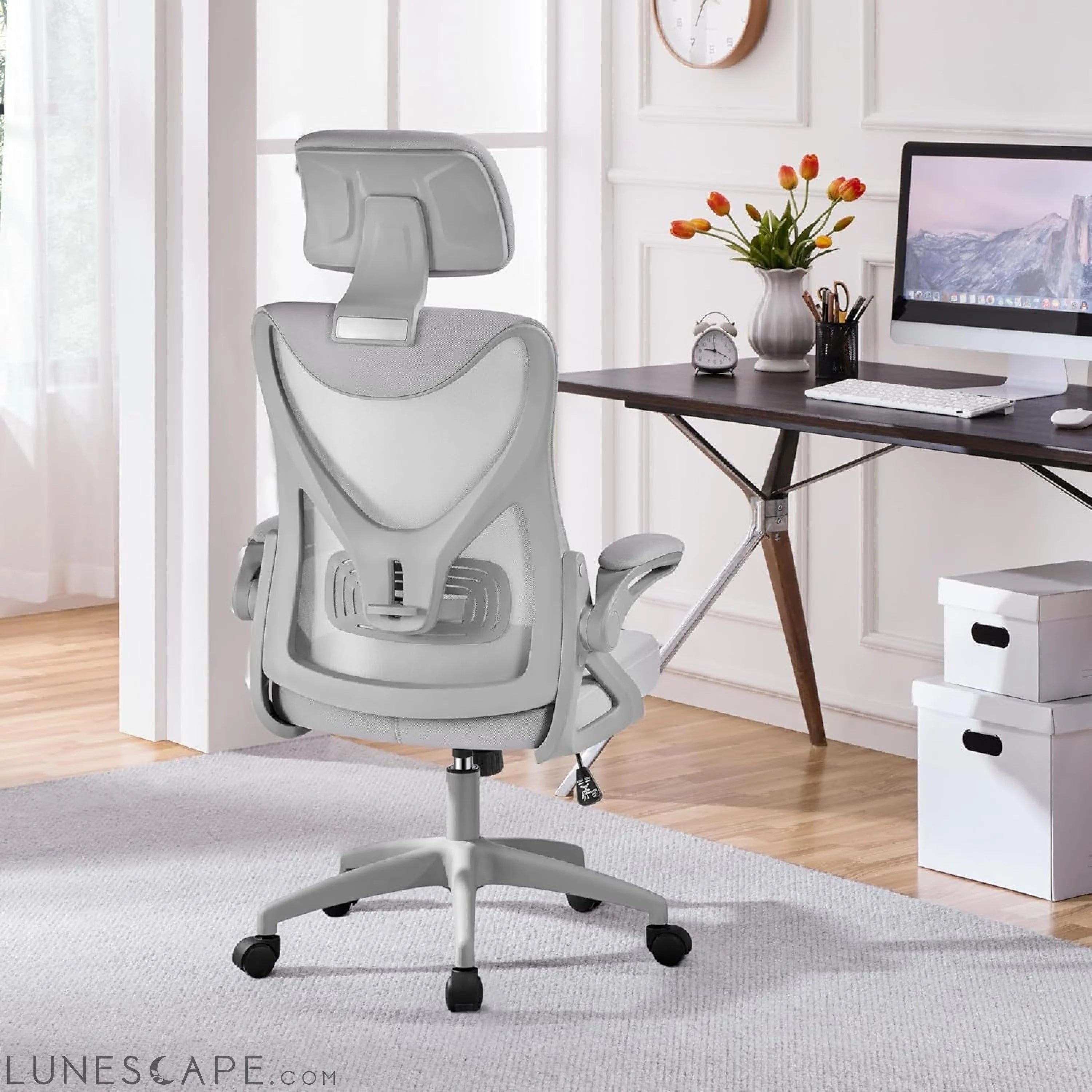 Ergonomic Mesh Office Chair, High Back Desk Chair with with Flip-Up LUNESCAPE