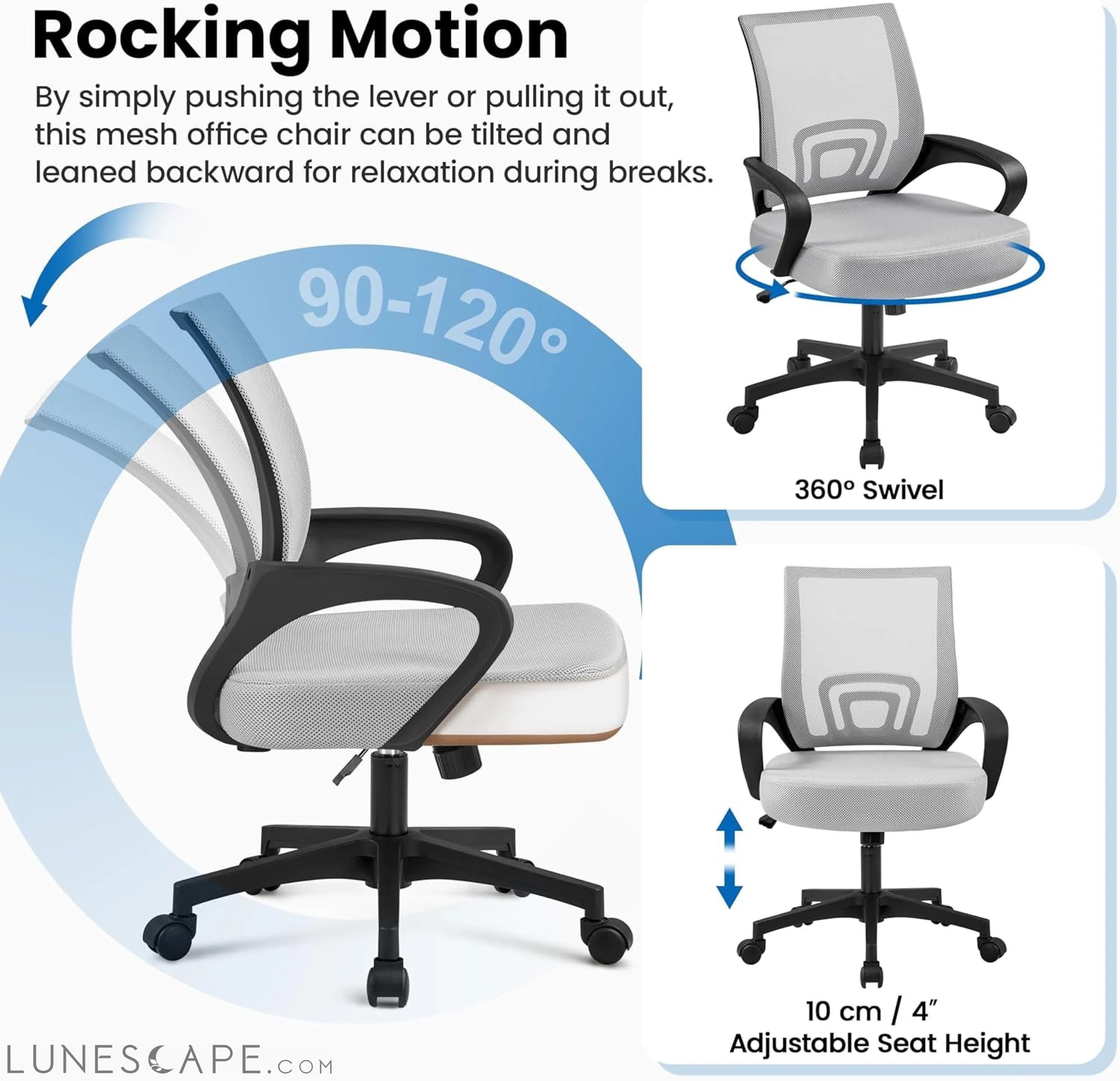 Ergonomic Office Chair Mid Back Computer Chair Mesh Desk Chair with LUNESCAPE