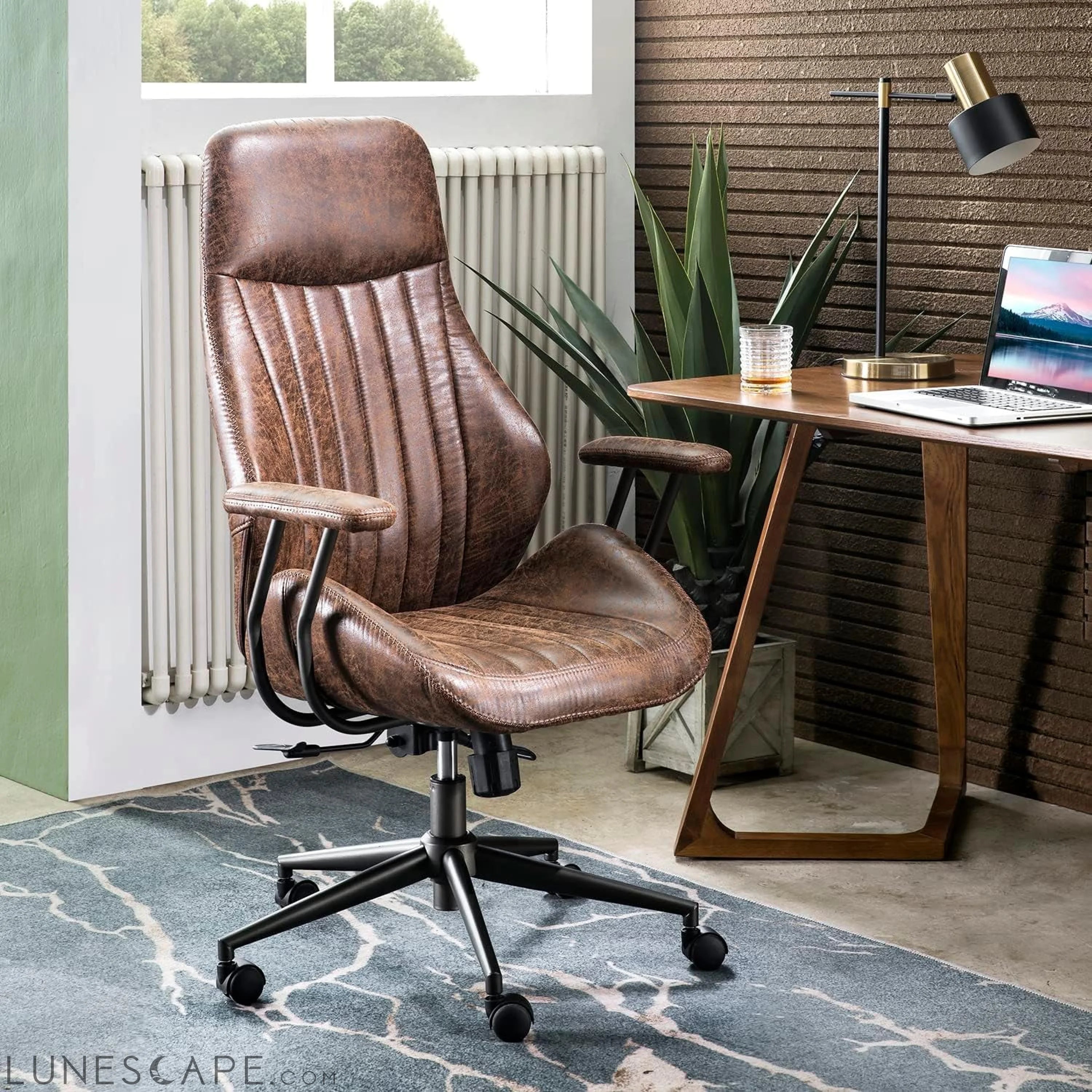 Ergonomic Office Chair,Modern Computer Desk Chair,High Back Suede LUNESCAPE