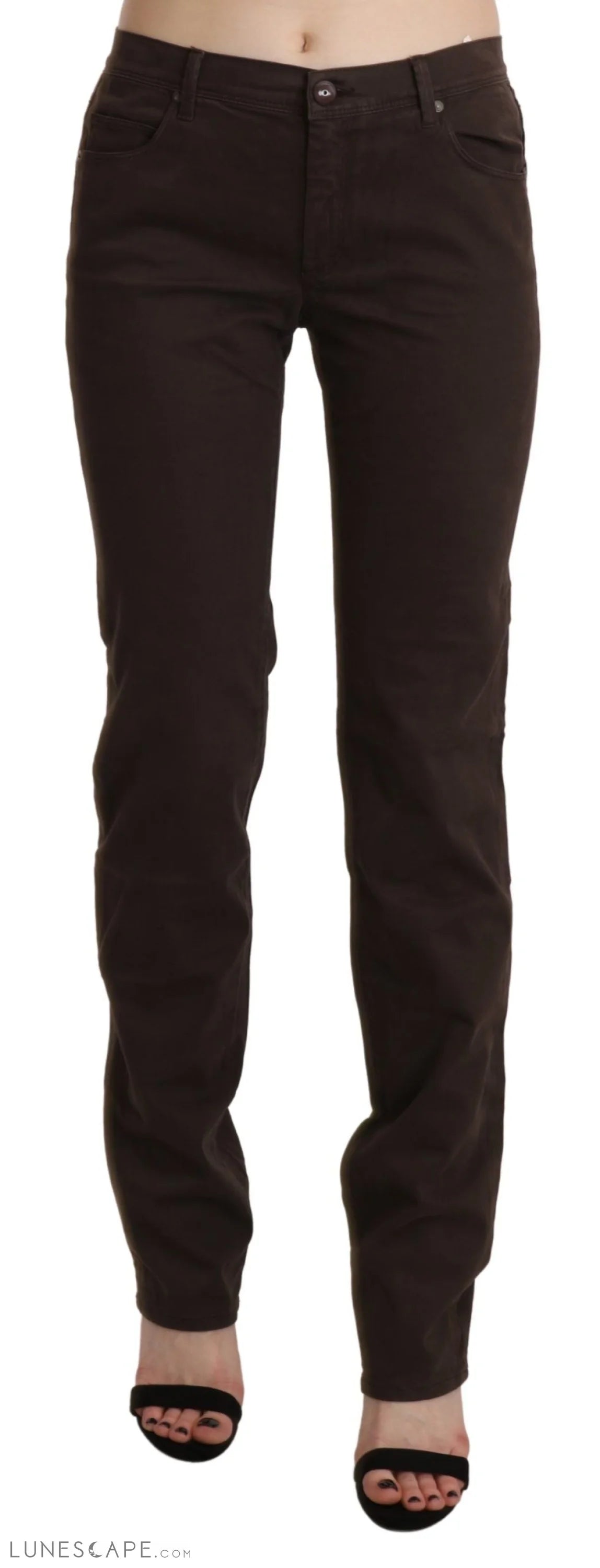 Ermanno Scervino Chic Brown Mid Waist Skinny Trousers LUNESCAPE