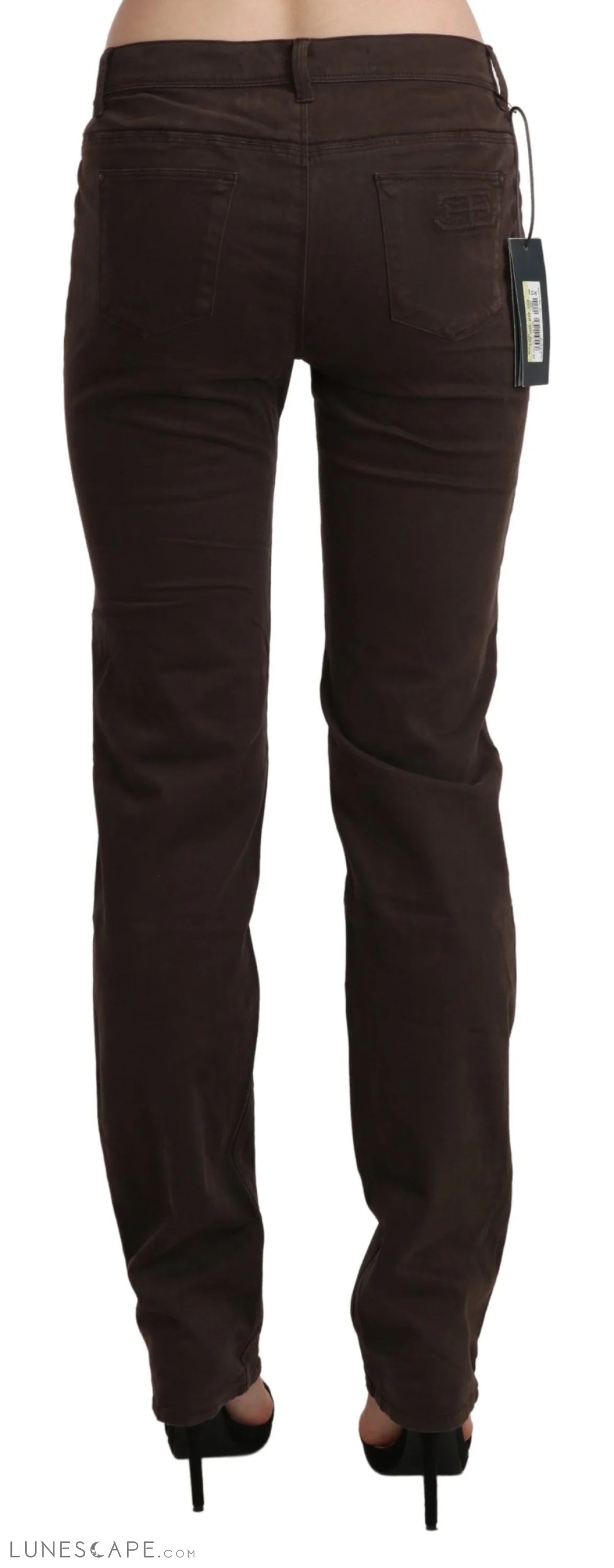 Ermanno Scervino Chic Brown Mid Waist Skinny Trousers LUNESCAPE