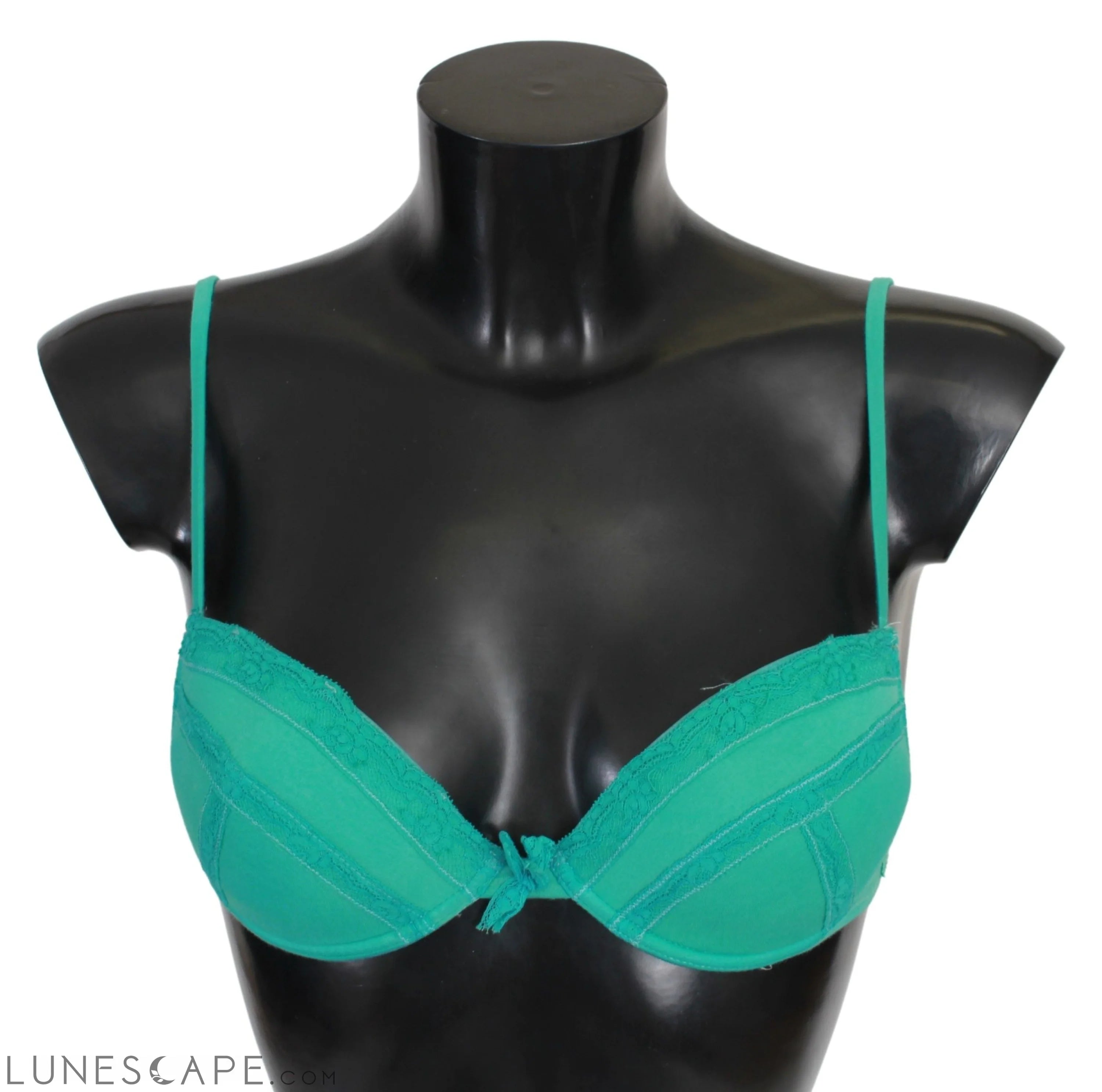 Ermanno Scervino Luxurious Green Cotton Push Up Bra LUNESCAPE
