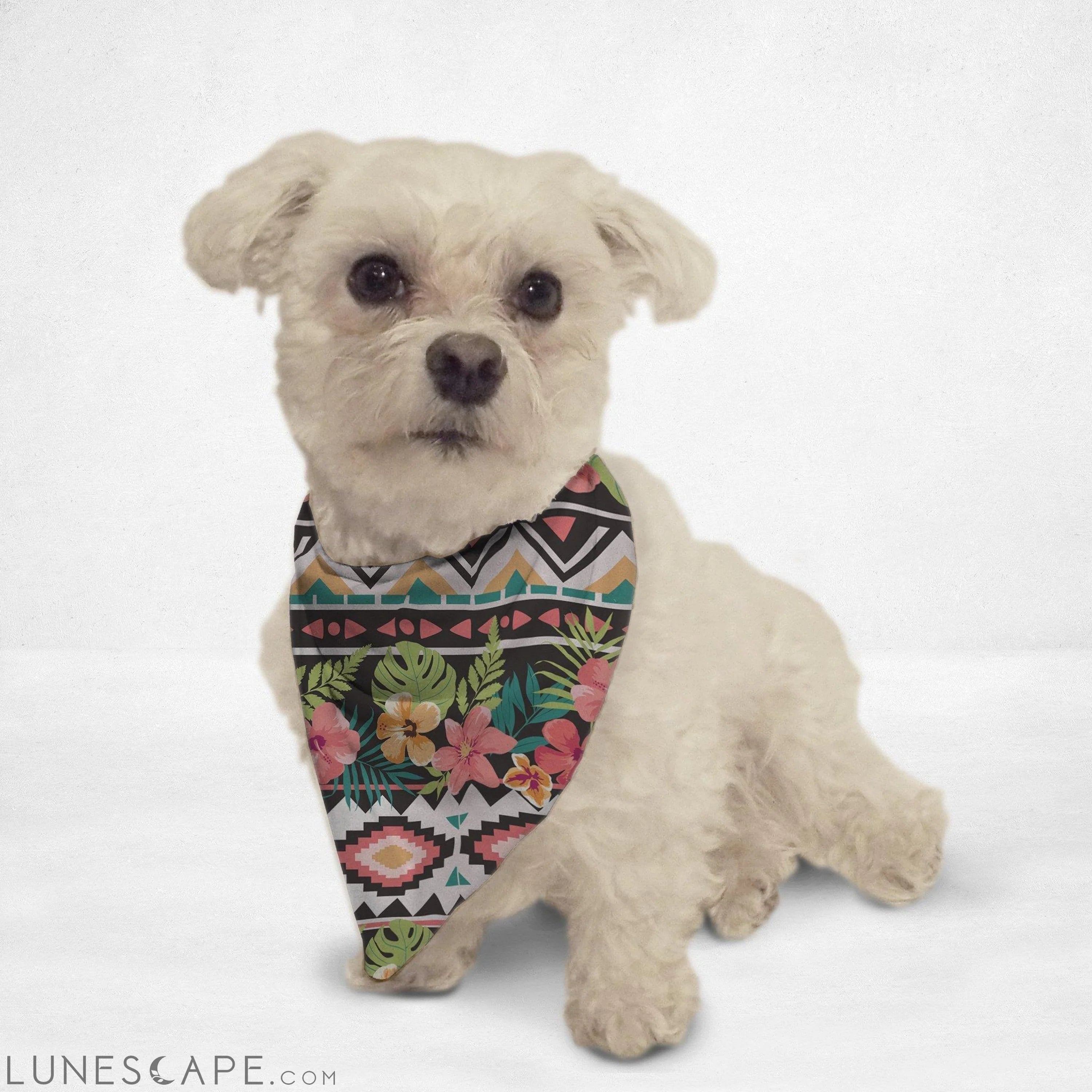 Ethnic Tropical Flowers Cat & Dog Bandana LUNESCAPE