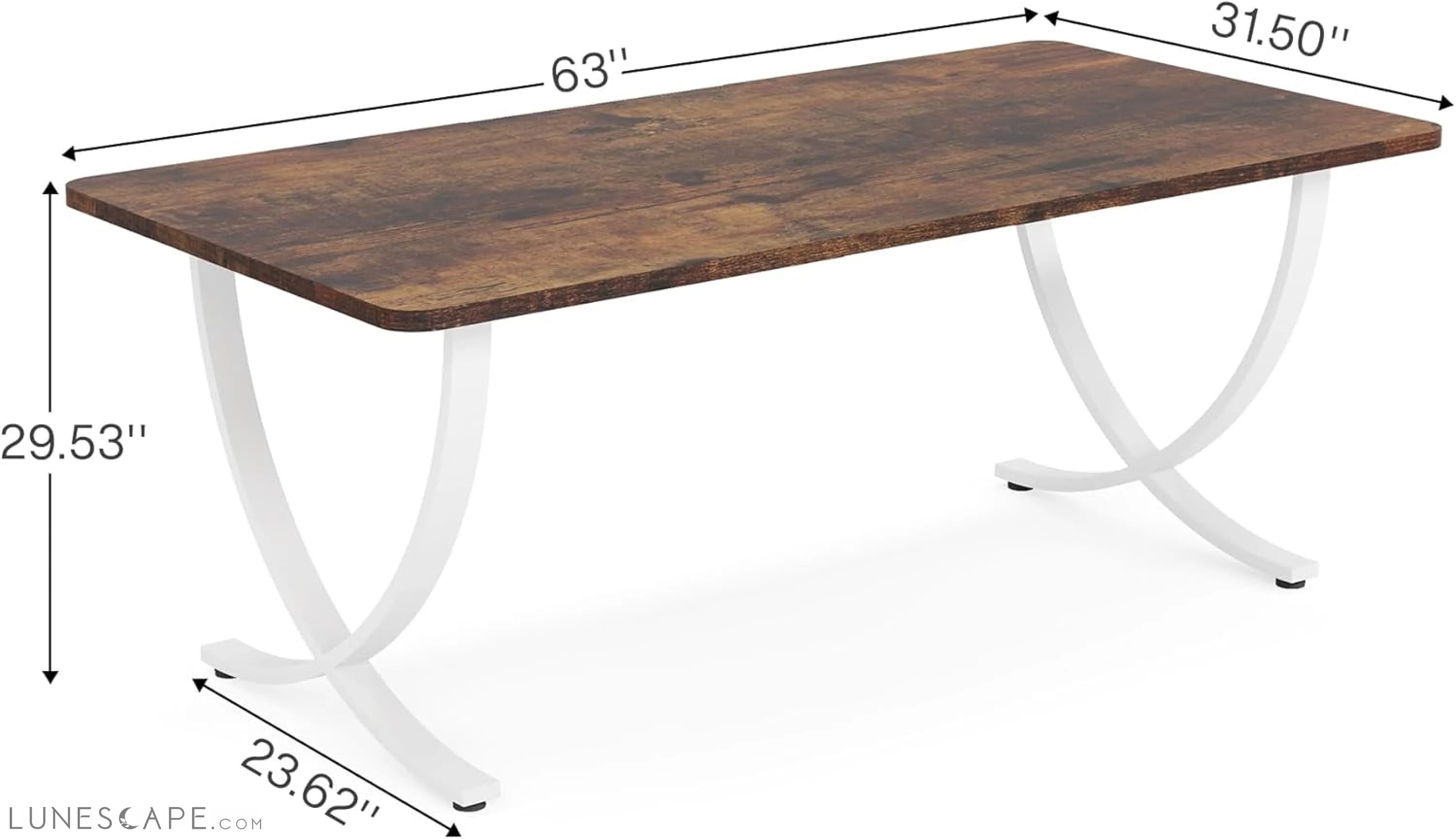 Executive Desk, 63” W X 31.5” D Large Office Desk, Modern Computer LUNESCAPE