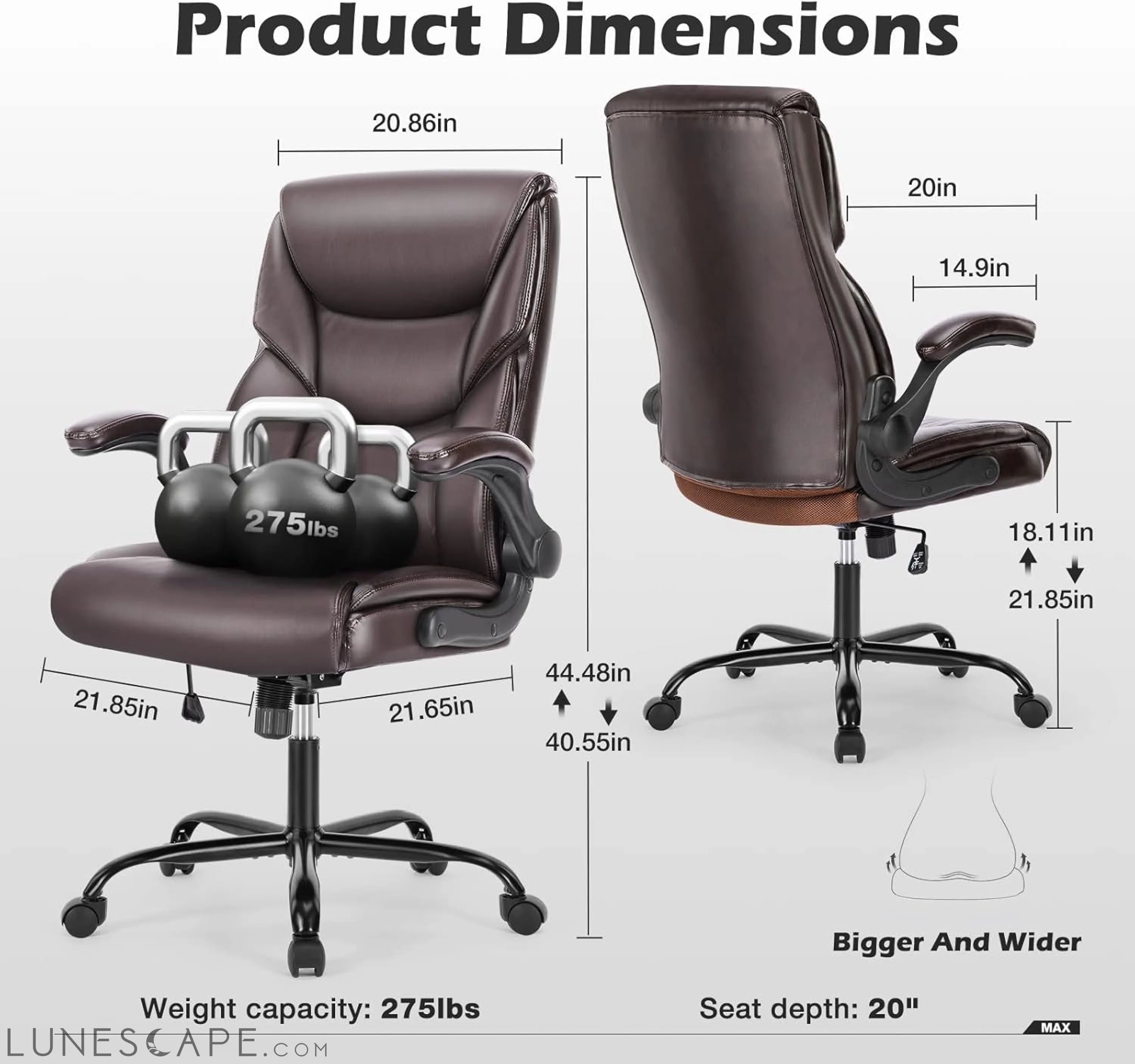 Executive Office Chair – Ergonomic Adjustable Computer Desk Chairs LUNESCAPE