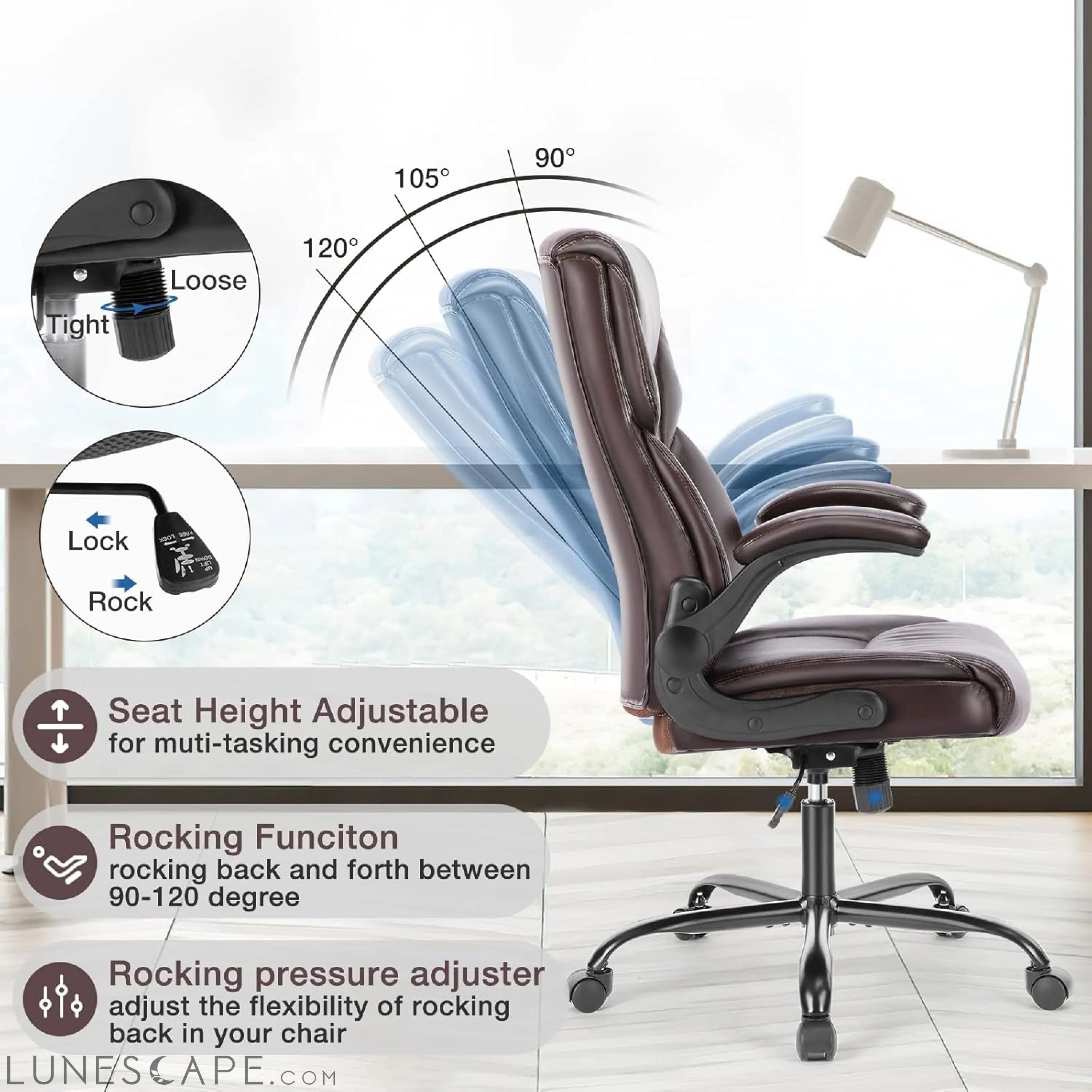 Executive Office Chair – Ergonomic Adjustable Computer Desk Chairs LUNESCAPE