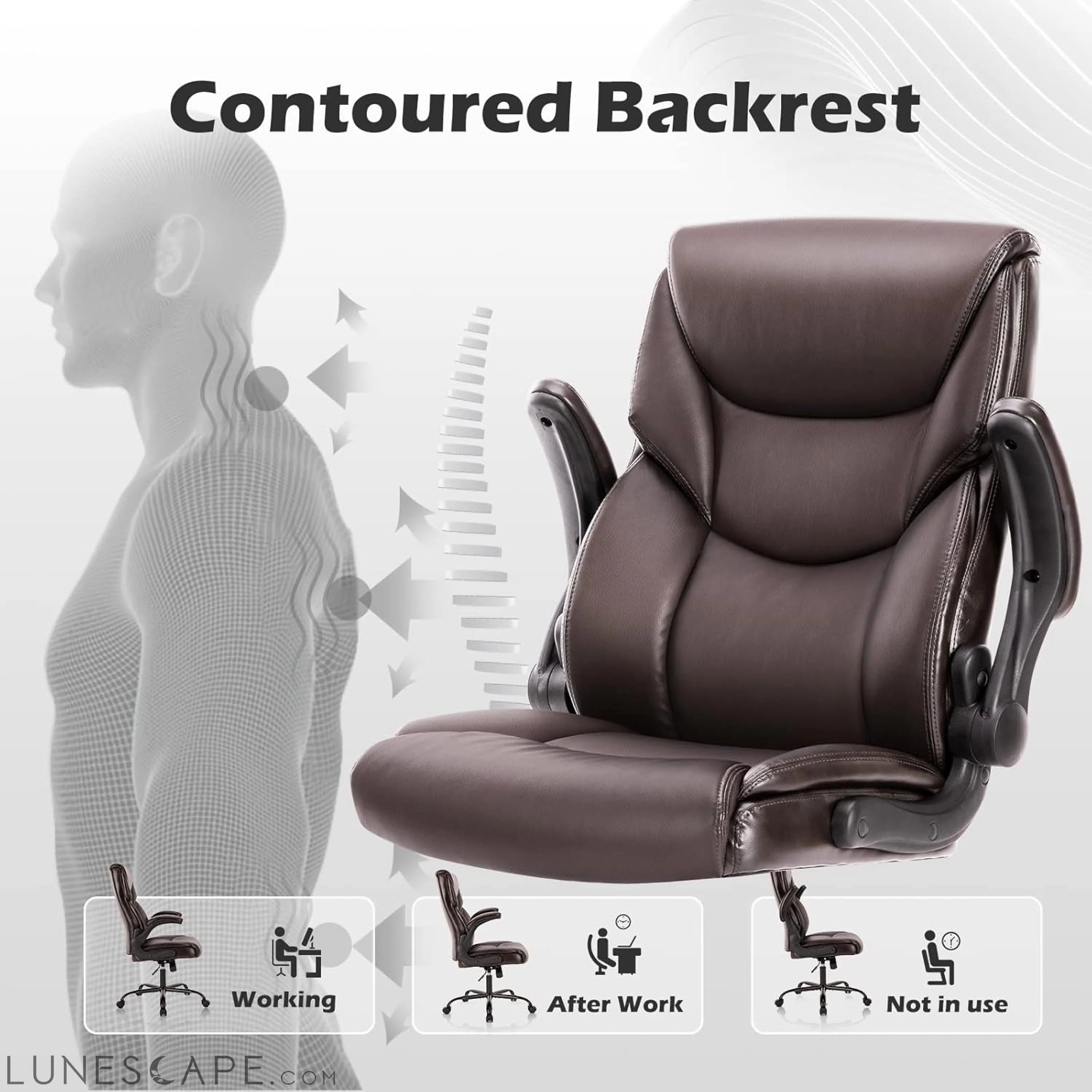 Executive Office Chair – Ergonomic Adjustable Computer Desk Chairs LUNESCAPE