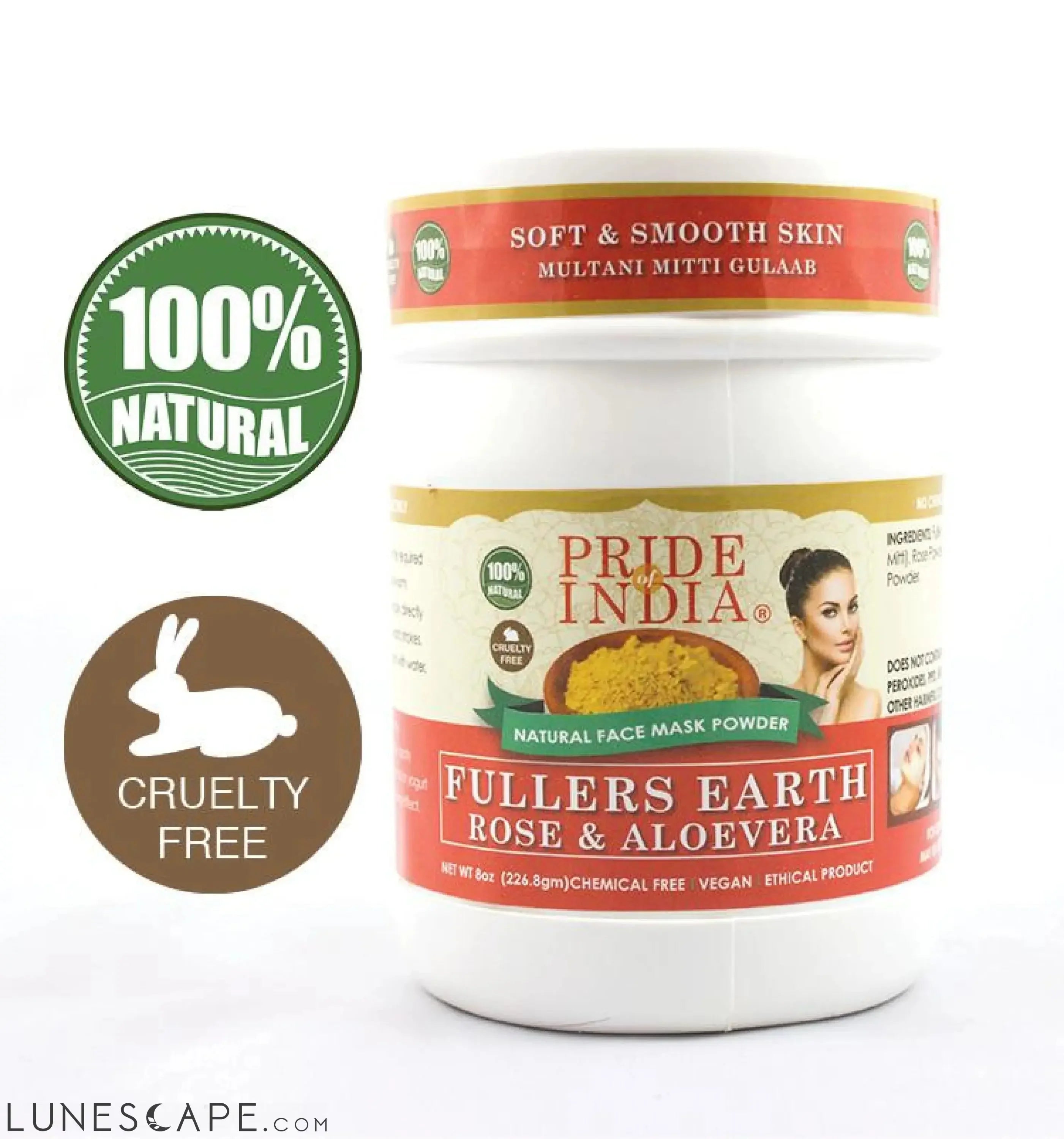 Face Glow- Fuller’s Earth w/ Rose & Aloe Vera- 12 Individual Sachets LUNESCAPE