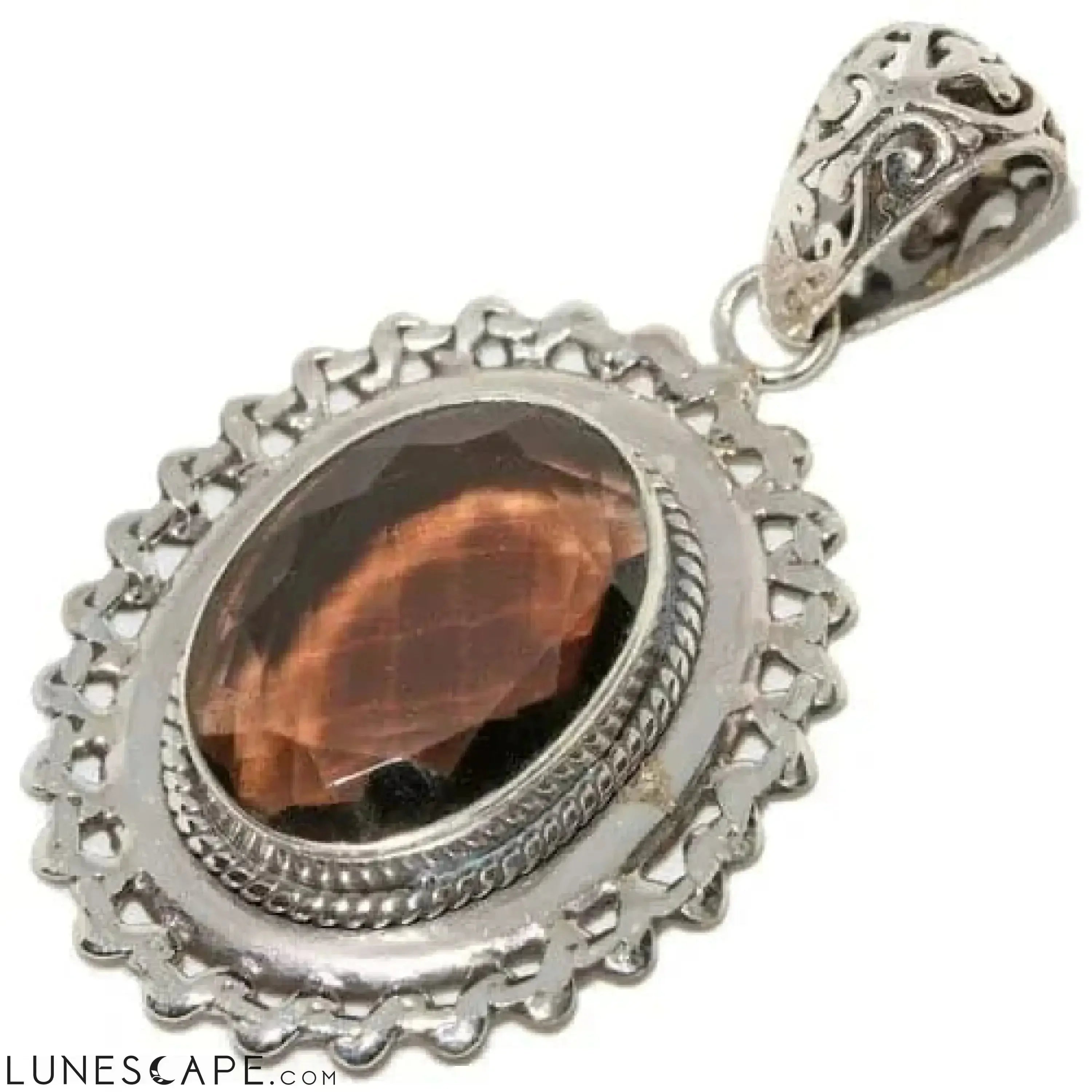 Faceted Smoky Quartz Sterling Silver Pendant LUNESCAPE